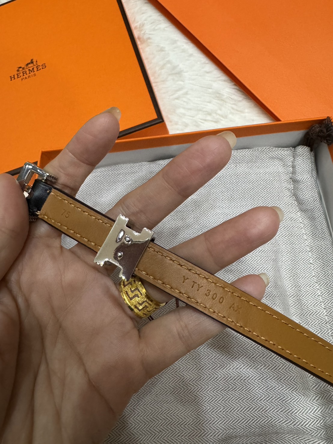 HERMES Pop H Guillochee 15 belt / HERMES Leather belt in Hunter & jewel 1.5cm เข็มขัดแบรนด์หรูหนังแท้ เกรดงานดีสุด เกรดออริ ท็อป สลับแท้ 1:1 ใช้งานต่างประเทศได้