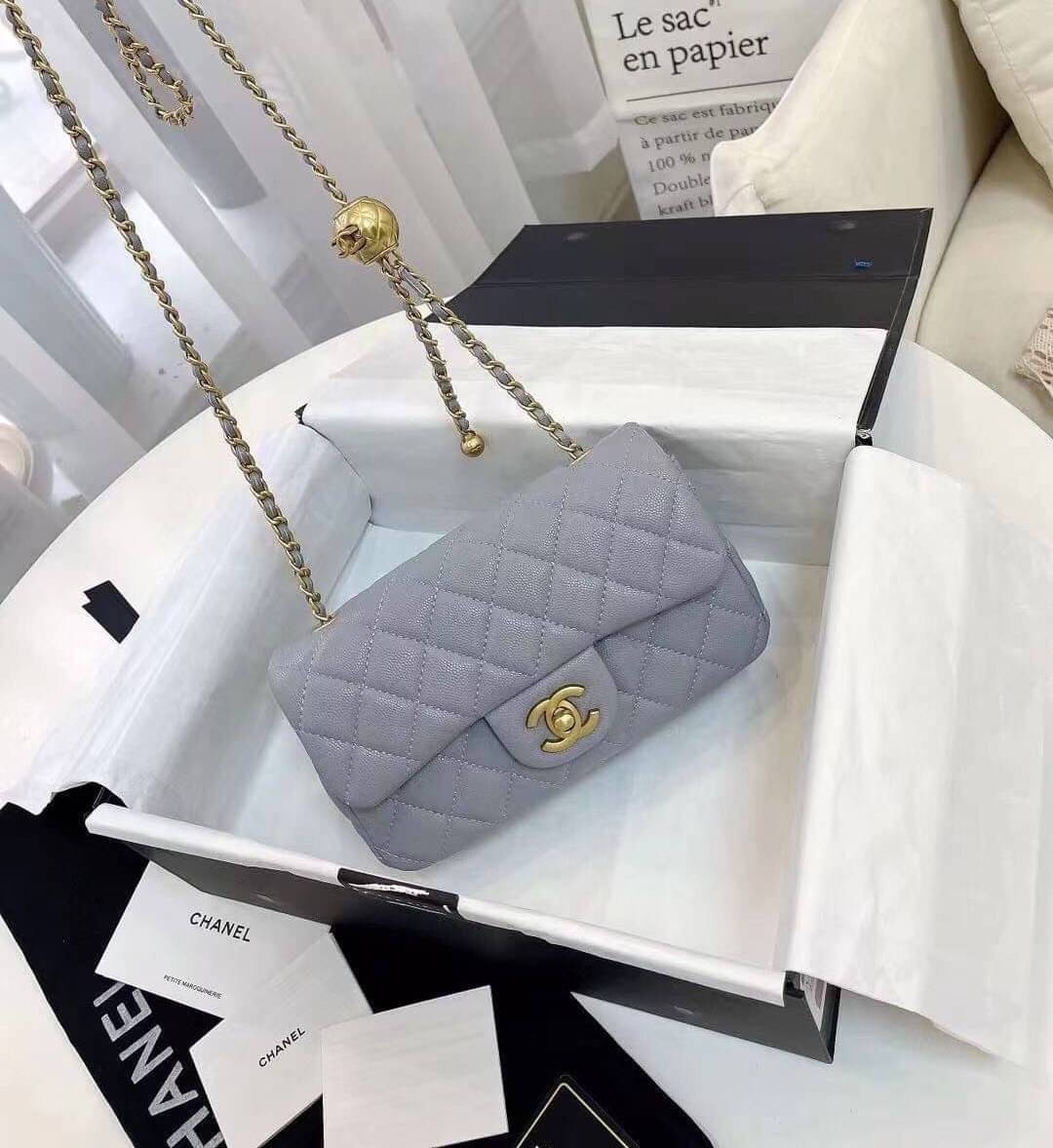 CHANEL MINI FLAP BAG CAVIAR Leather GOLD tone hardware พร้อมส่ง 5 สี