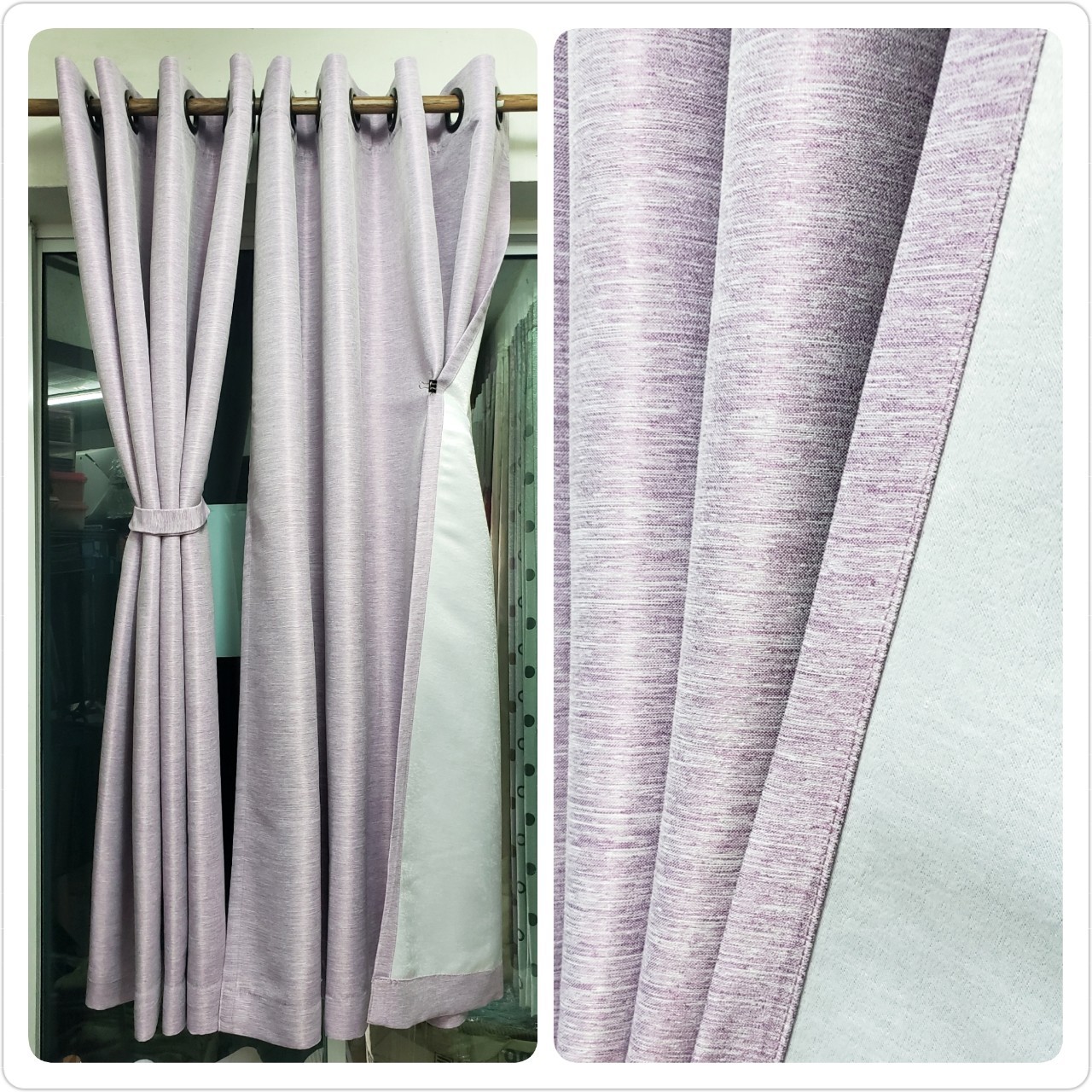 ผ้าม่านก.270*ส.255 ซม./ผืน กันแสงUV95% รุ่น มินิมอล(minimalist)สีม่วงลาเวนเดอร์
