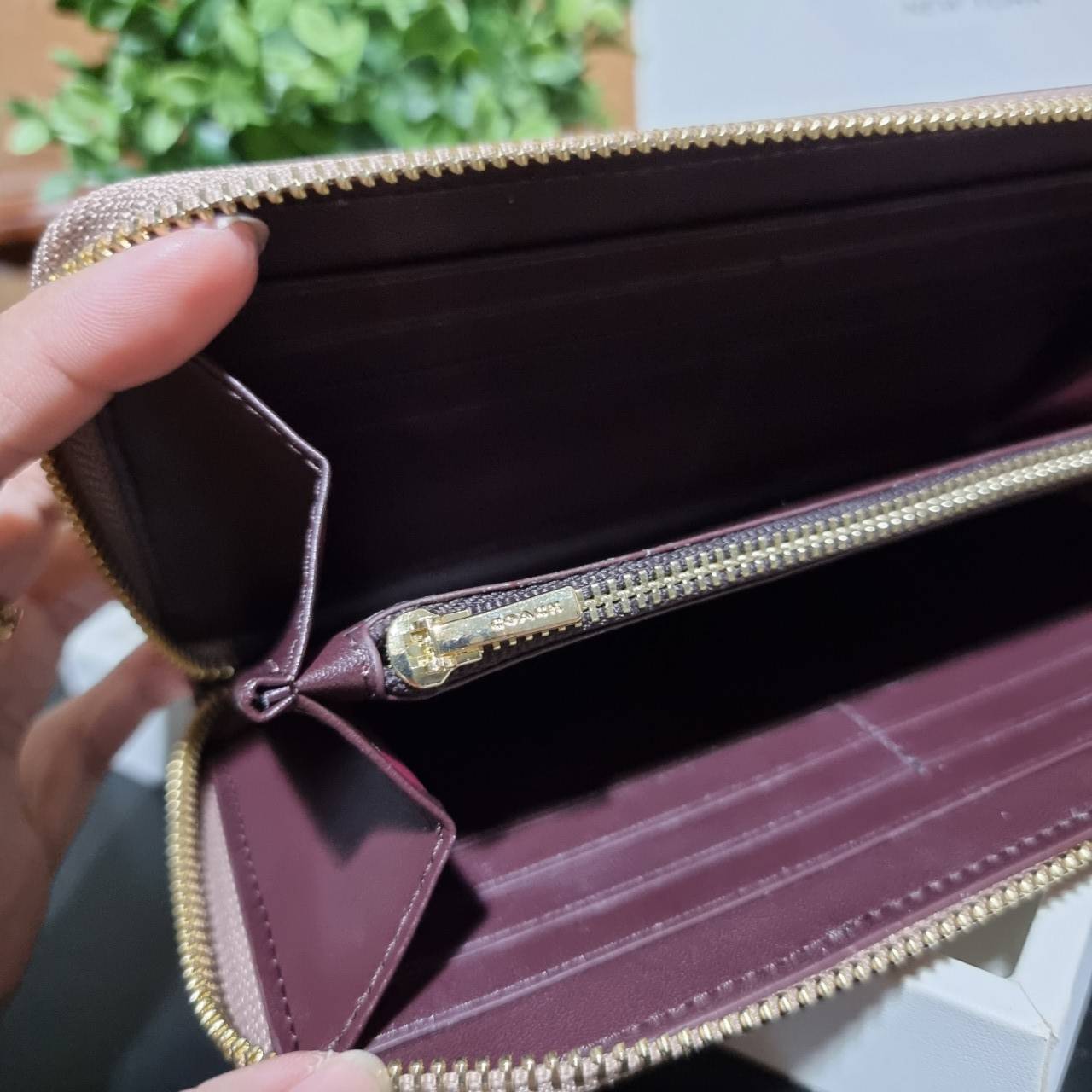 ของแท้ 💯% COACH 31546 ACCORDION ZIP WALLET IN COLORBLOCK SIGNATURE CANVAS กระเป๋าสตางค์ใบยาวรุ่นขายดี!! ขายหมดทุกสี!! 🔥🔥 สาวๆต้องยกให้เป็นไอเท็มที่ขาดไม่ได้เลยน้า วัสดุหนังแคนวาสเคลือบ ภายในเป็นหนังแท้ เปิด-ปิดด้วยซิปรอบ ใส่บัตรได้