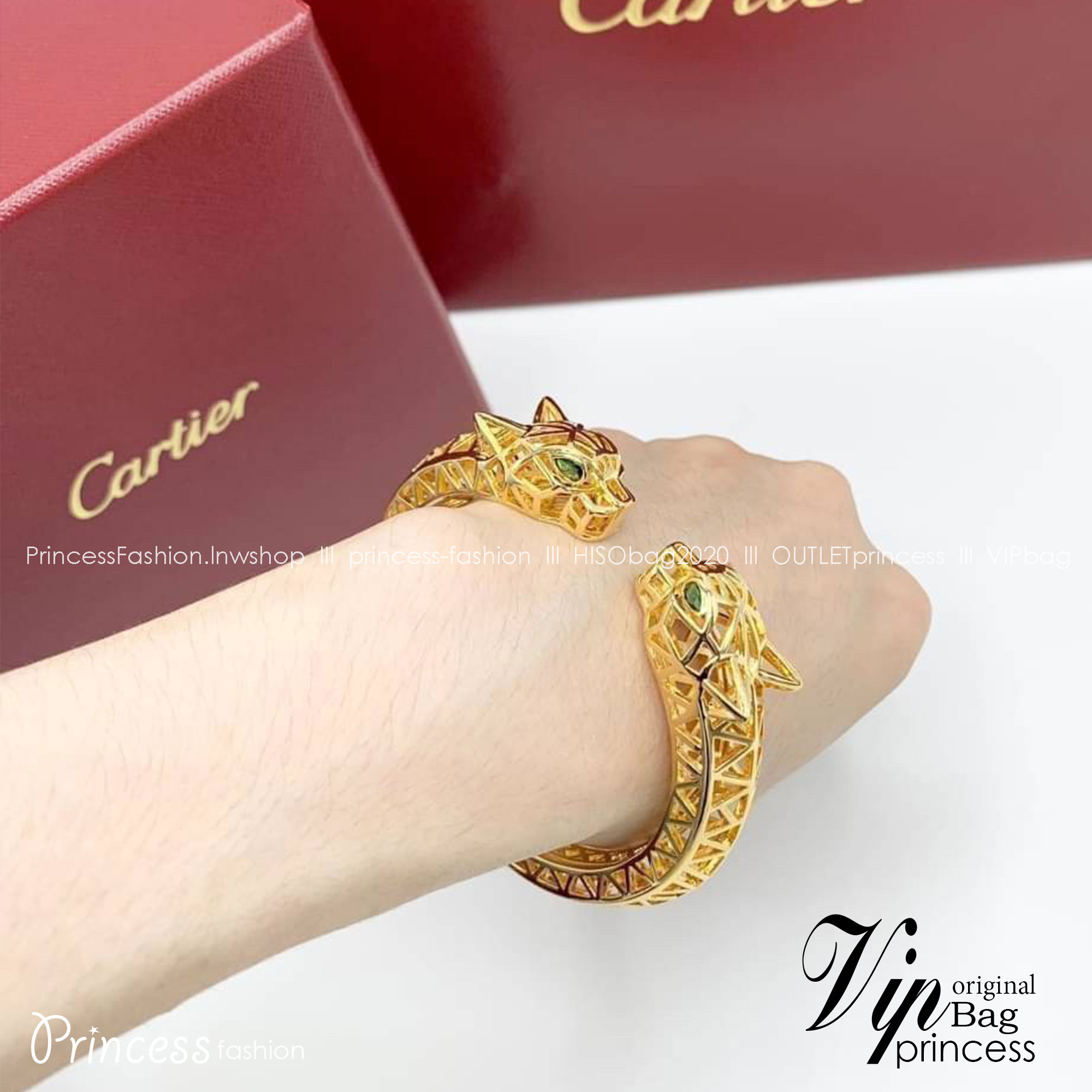 Cartier Double Head Leopard Bracelet / Cartier Bracelet พร้อมส่งที่ไทย กำไลข้อมือคาเทียร์ วัสดุโลหะเคลือบสีทองคุณภาพ **เกรดออริจินอล 1:1 สลับแท้