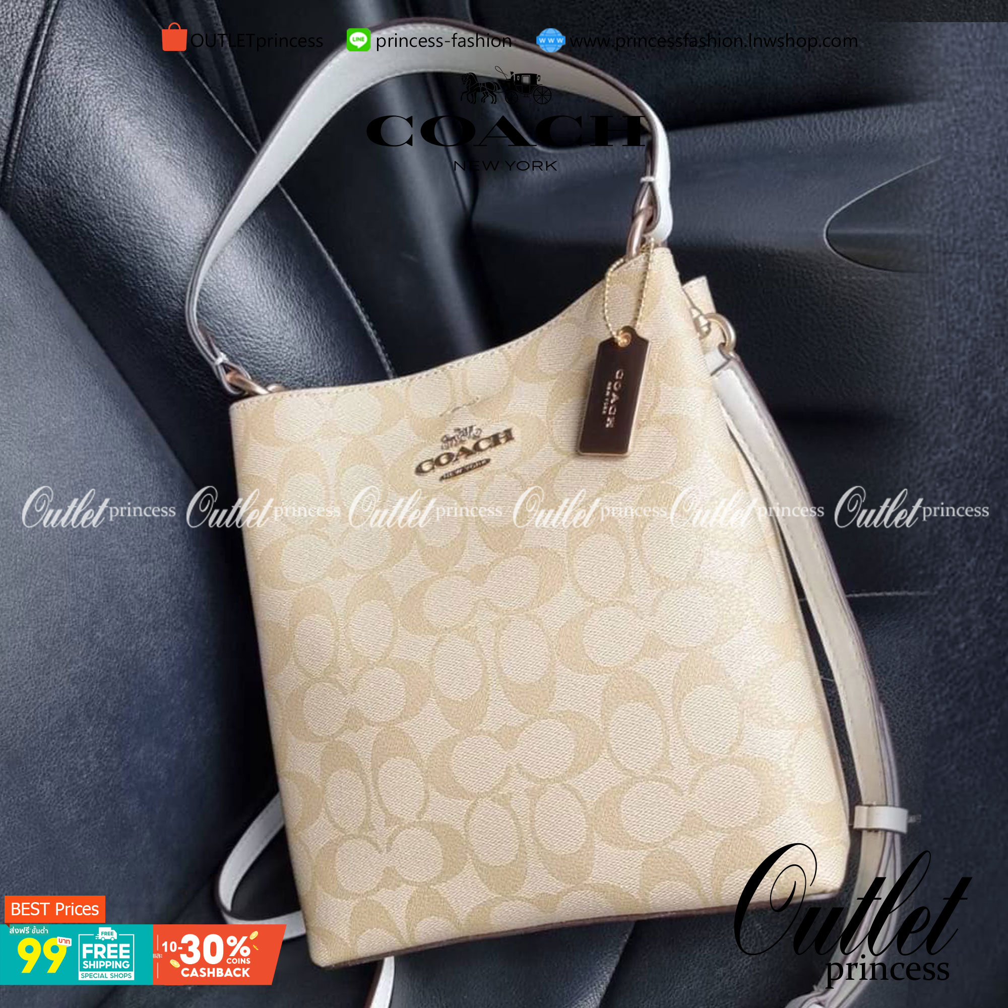 COACH 2312 SMALL TOWN BUCKET BAG IN SIGNATURE CANVAS รุ่นยอดนิยมใบเล็กมาครบสีแล้วจ้า กระเป๋าทรงบัคเก็ต สีผู้ดี๊ผู้ดี ตัวกระเป๋าดีไซน์คลาสสิคลายซี ดูโดดเด่น วัสดุหนังแคนวาสเคลือบลาย สวยคมทุกมุมจริงๆ!! เปิด-ปิดด้วยกระดุมแม่เหล็กทั้ง 2 ฝั่ง ภายในเป็นช่องโล่ง