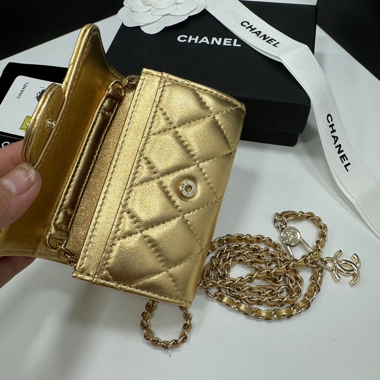CHANEL mini wallet on chain crossbody กระเป๋าสตางค์พร้อมสายสะพายไซส์มินิ เกรดออริ 1:1 ใช้งานต่างประเทศได้ ภาพถ่ายจากงานขายจริง