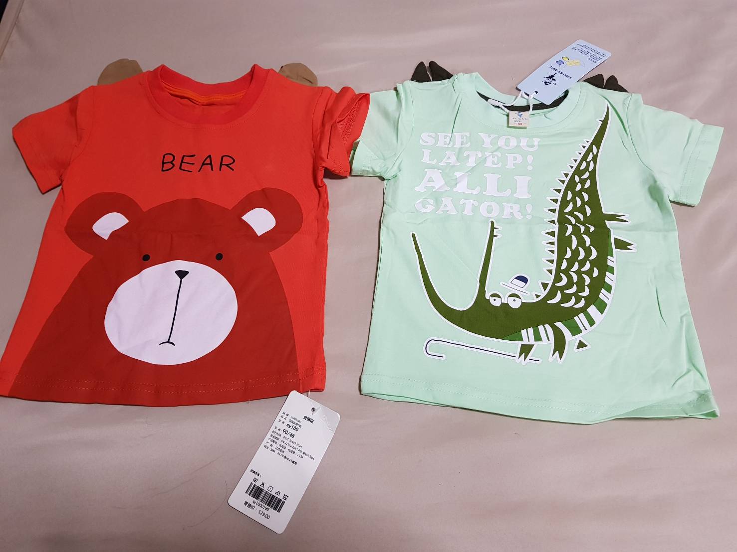 เสื้อยืดแขนสั้นเด็กเล็กผ้าคอตตอนแท้