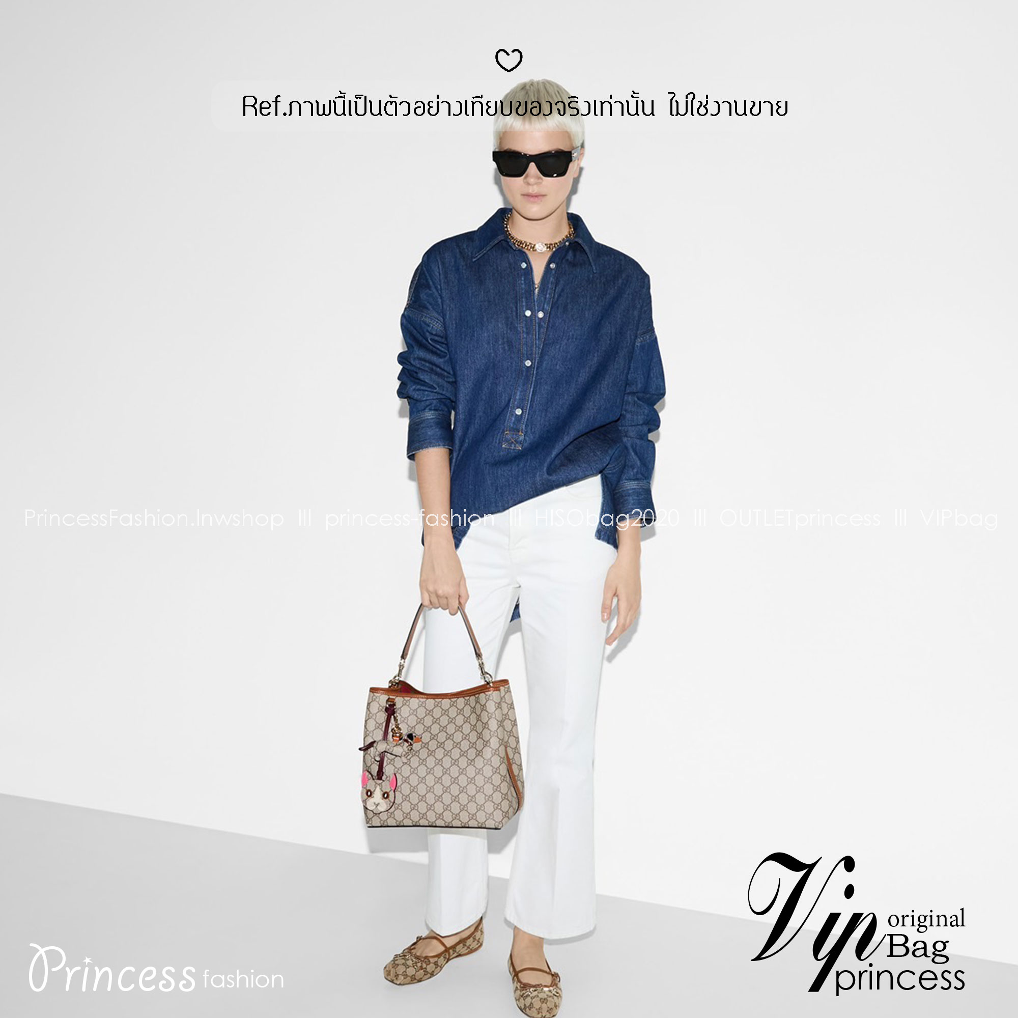 10" ORI หนังแท้ | Gucci GG Emblem Medum bucket bag กระเป๋าสะพายทรงบัคเก็ตใบใหญ่ คอลใหม่ตีความประวัติศาสตร์แห่งความสง่างามและงานฝีมือของแบรนด์ขึ้นใหม่