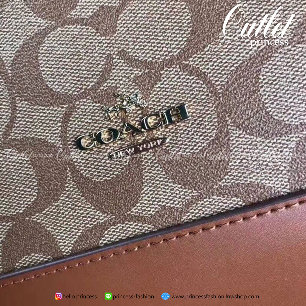 Coach ทรงโดมใหญ่ size 13” SIERRA SATCHEL IN SIGNATURE COACH IMITATION GOLD/BROWN