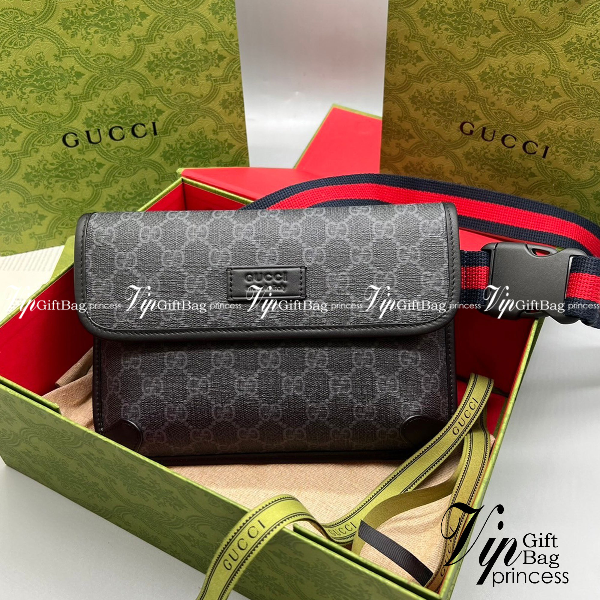 GUCCI Neo Vintage GG Supreme belt bag Black / Gucci Belt bag เกรดใช้งานสลับของแท้ เกรดออริจินอล ใช้ได้ทั้งชายหญิง งาน unisex ผลัดกันใช้ ^-^ ก็ได้ งานสวยตามรูป สินค้าขายดี ภาพสินค้าถ่ายจากงานขายจริง ใช้งานต่างประเทศได้