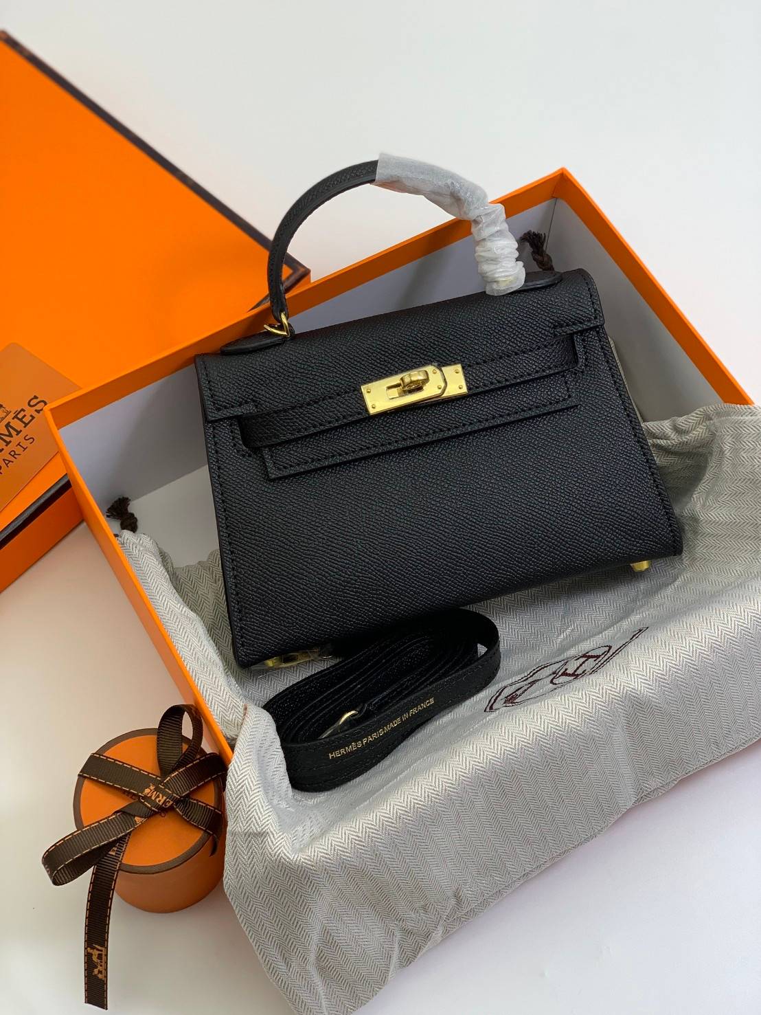 VIP หนังแท้ 】HERMES KELLY 20 MINI SELLIER GOLD EPSOM GOLD HARDWARE