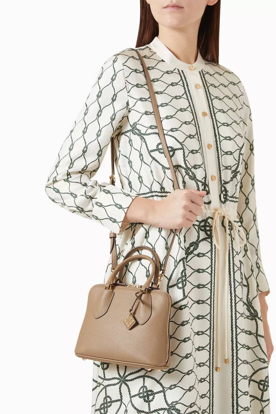 TORY BURCH MINI PEBBLED SWING BAG / Tory Mini Swing Bag in Pebbled Leather / T Monogram Jacquard Swing Bag กระเป๋าสะพาย คอลเลคชั่นใหม่ล่าสุดดีไซน์สุดคลาสสิก รูปทรงโดม