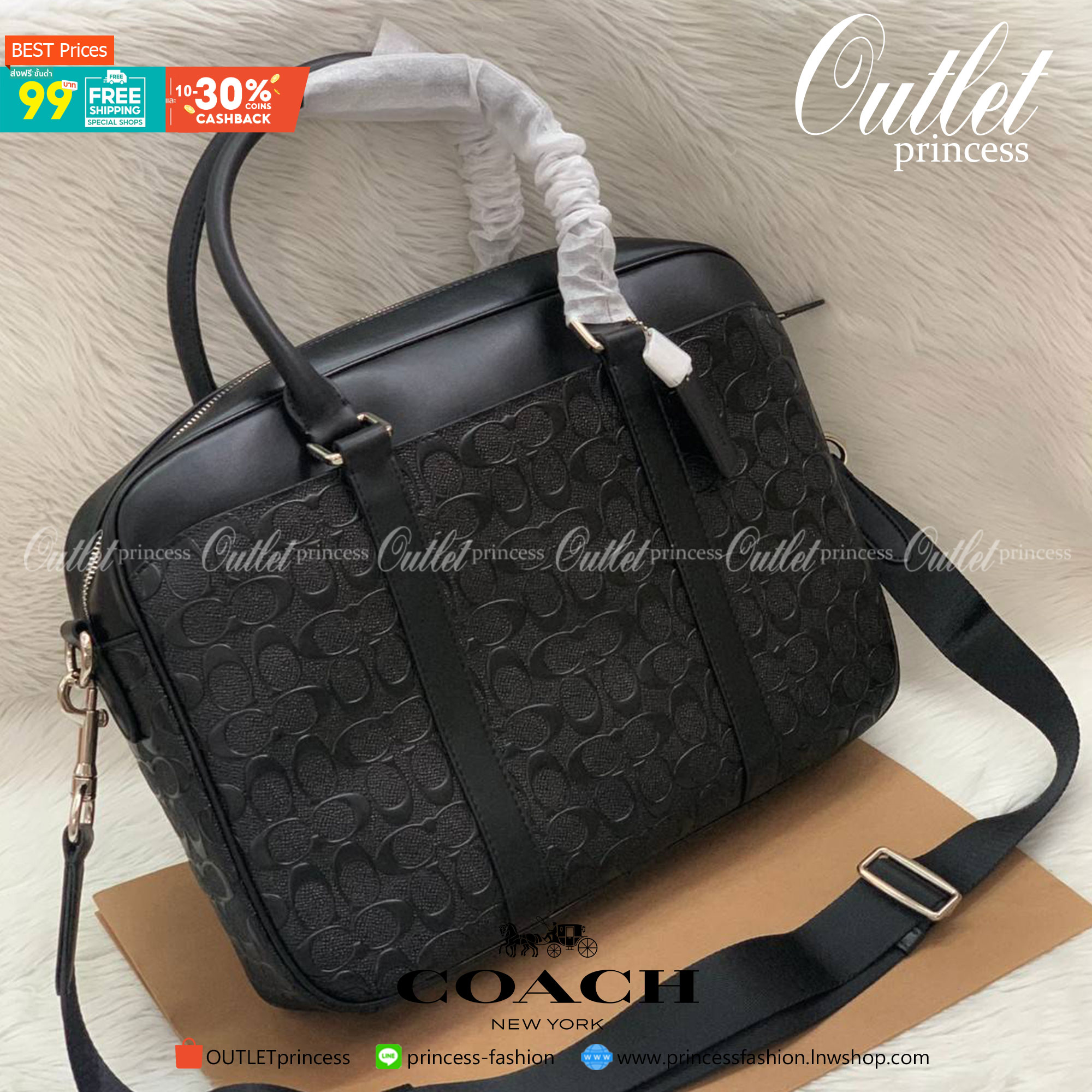 COACH PERRY SLIM BRIEF IN SIGNATURE พร้อมส่งสำหรับคุณผู้ชายค่ะ! กระเป๋าใส่เอกสาร หิ้ว//สะพายข้างหรือครอสบอดี้ร์ได้ค่ะ วัสดุหนังแท้หนังนิ่ม ลายCนูน เด่นชัดสวยงามมากค่ะ