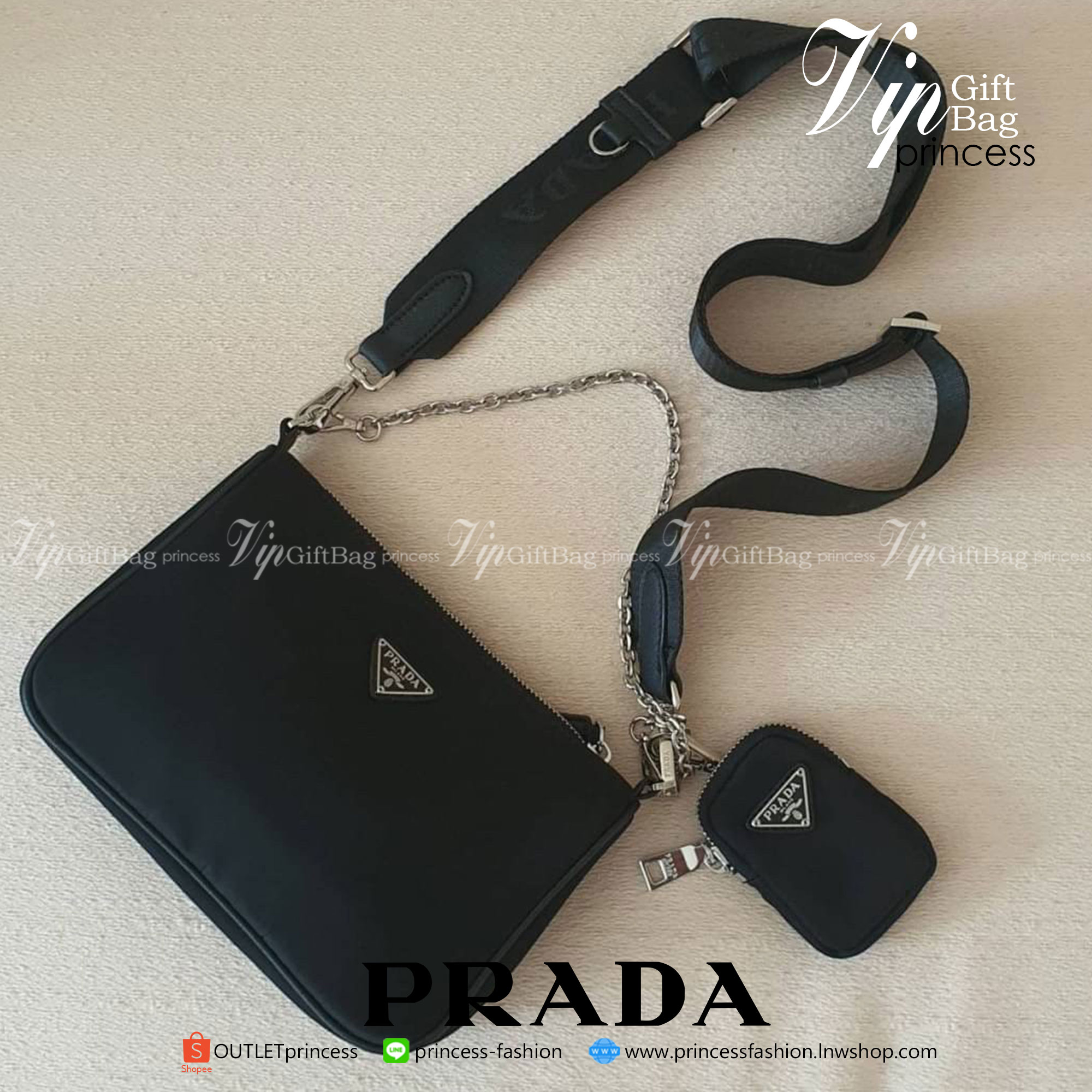 งานพรีเมี่ยมกิ๊ฟท์แท้ จากแบรนด์ PRADA ซื้อ1 ได้ไปถึง3 สายแบนสะพาย CROSSBODY