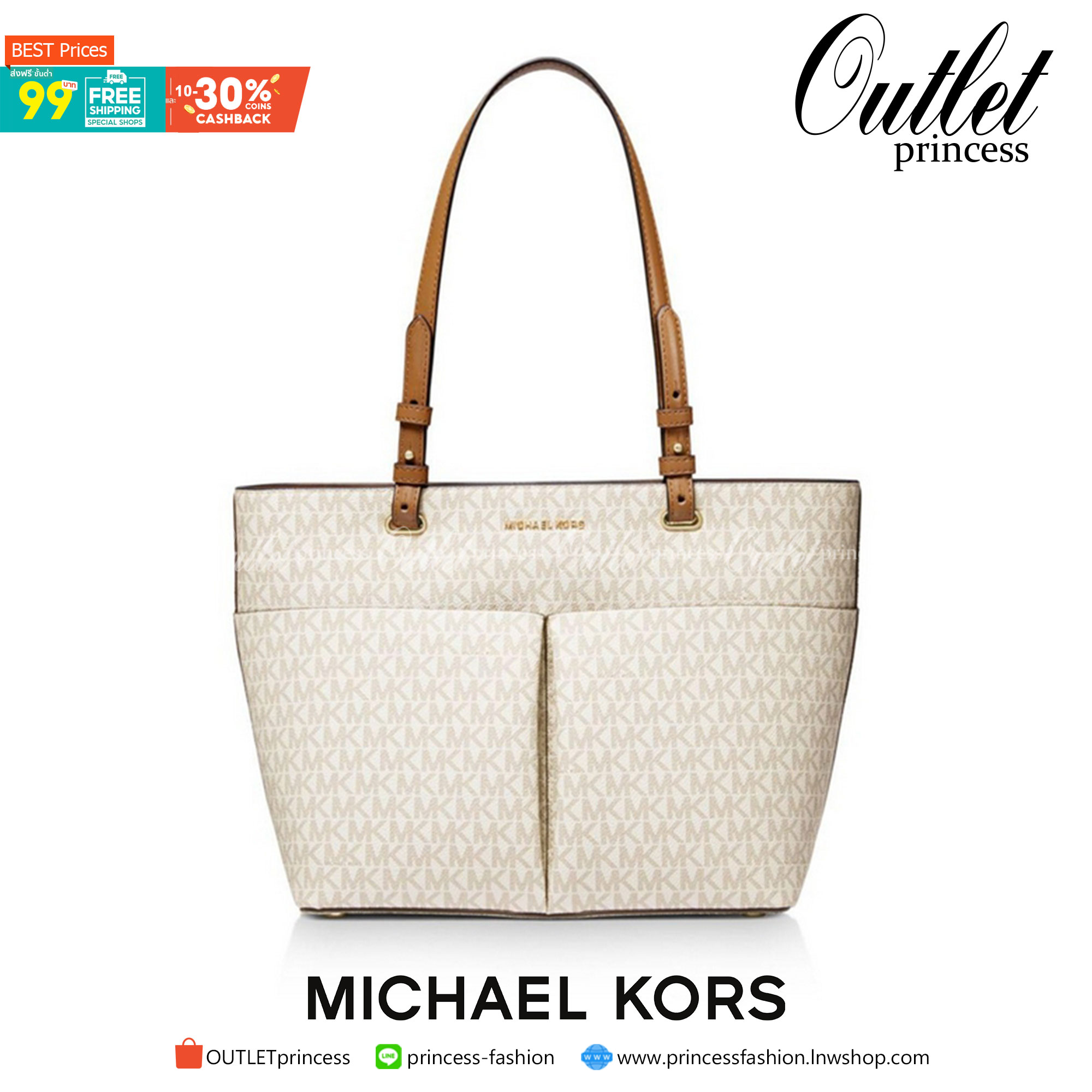 MICHAEL KORS TOTE BAG กระเป๋าสะพายไหล่ทรง Tote ใบใหญ่กำลังดีหนัง Saffiano สวยหรูอยู่ทรง ด้านหน้าประดับโลโก้สีทองสวย และมีช่องใส่2 ช่อง พร้อมอะไหล่ห้อยแบรนด์ ภายในมี 2 ช่องหลัก 1 ช่องซิปกลาง และช่องเล็ก ใส่ของจุกจิก กว้างและจุ ใส่ ipad เอกสาร A4 กระเป๋าสตา