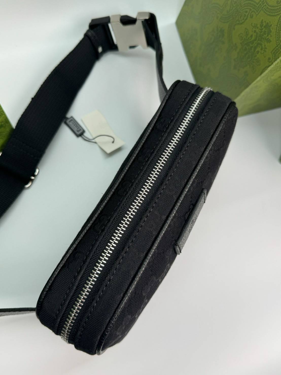 ORI หนังแท้ | GUCCI GG Canvas Belt Bag Black กระเป๋าคาดอก คาดเอว ดีไซน์วินเทจ โทนสีดำสุดคลาสสิก