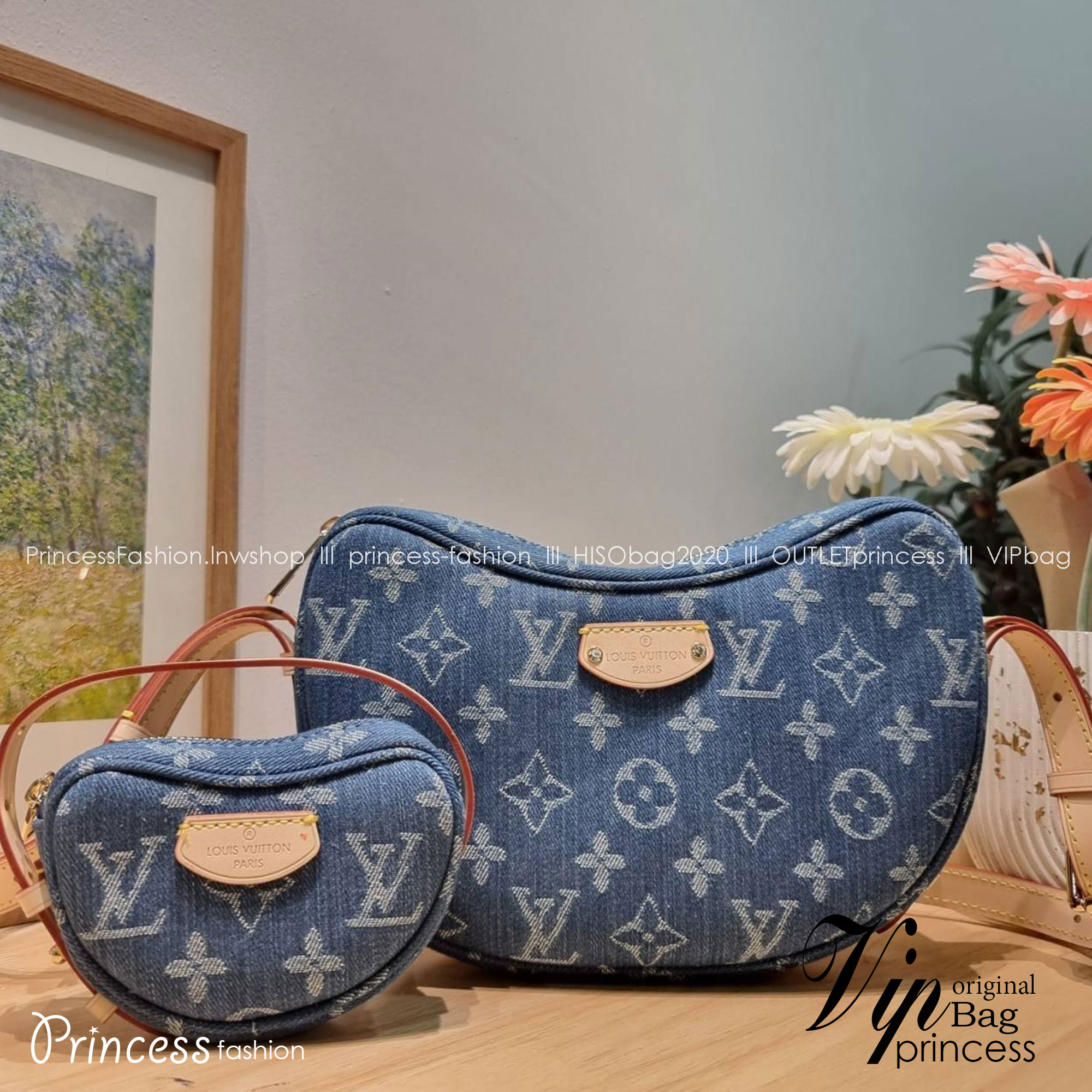 LV croissant denim bag กระเป๋าทรงครัวซองต์ ใหม่ล่าสุด สวยชิค ฉ่ำก่อนใคร ด้วยดีไซน์สุดเก๋แบบทำถึง เพิ่มดีเทลน่าใช้ด้วยใบลูก ที่แยกออกมาใช้ได้