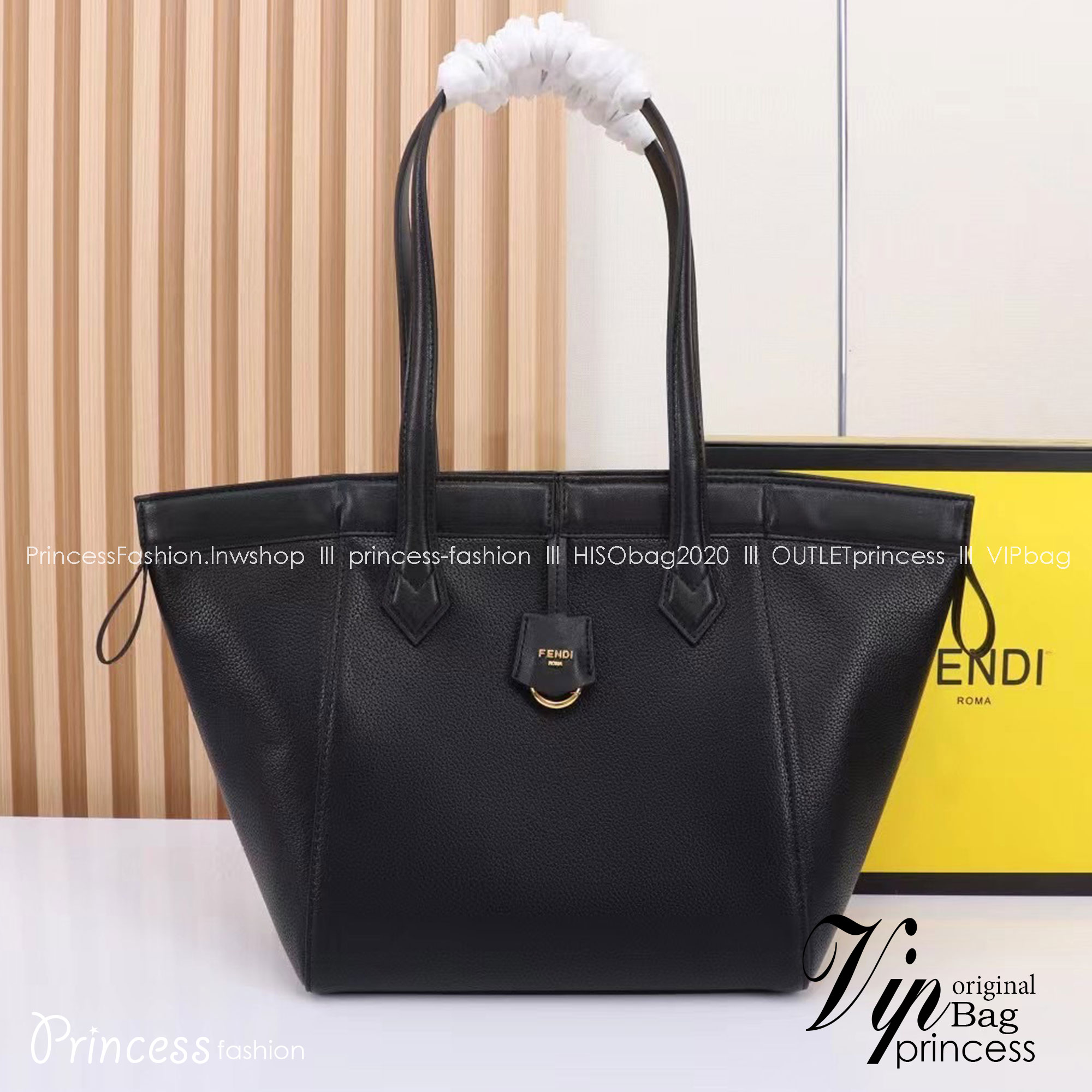 พร้อมส่ง 3 สี FENDI Origami Large Brown FF jacquard fabric bag / FENDI Tote Bag กระเป๋าทรงโท้ทใบใหญ่ สะพายได้2ทรงรูปลักษณ์สวยงามทันสมัย 🧡 เกรดออริจินอล 1:1 สลับแท้
