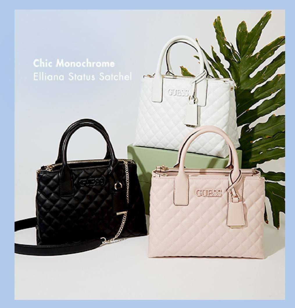 Guess Elliana Quilted-Look Handbag กระเป๋าสะพายรุ่นใหม่ล่าสุดจาก Guess factory วัสดุหนังนิ่มเรียบเดินเส้นลายตารางสวยดูดี ขนาดกำลังดี น้ำหนักเบา ด้านหน้าประดับโลโก้แบรนด์สวยโดดเด่น มีช่องใส่ของหลายช่อง เปิดปิดด้วยกระดุมแม่เหล็กและช่องซิป ภายในโล่งกว้างมีช่