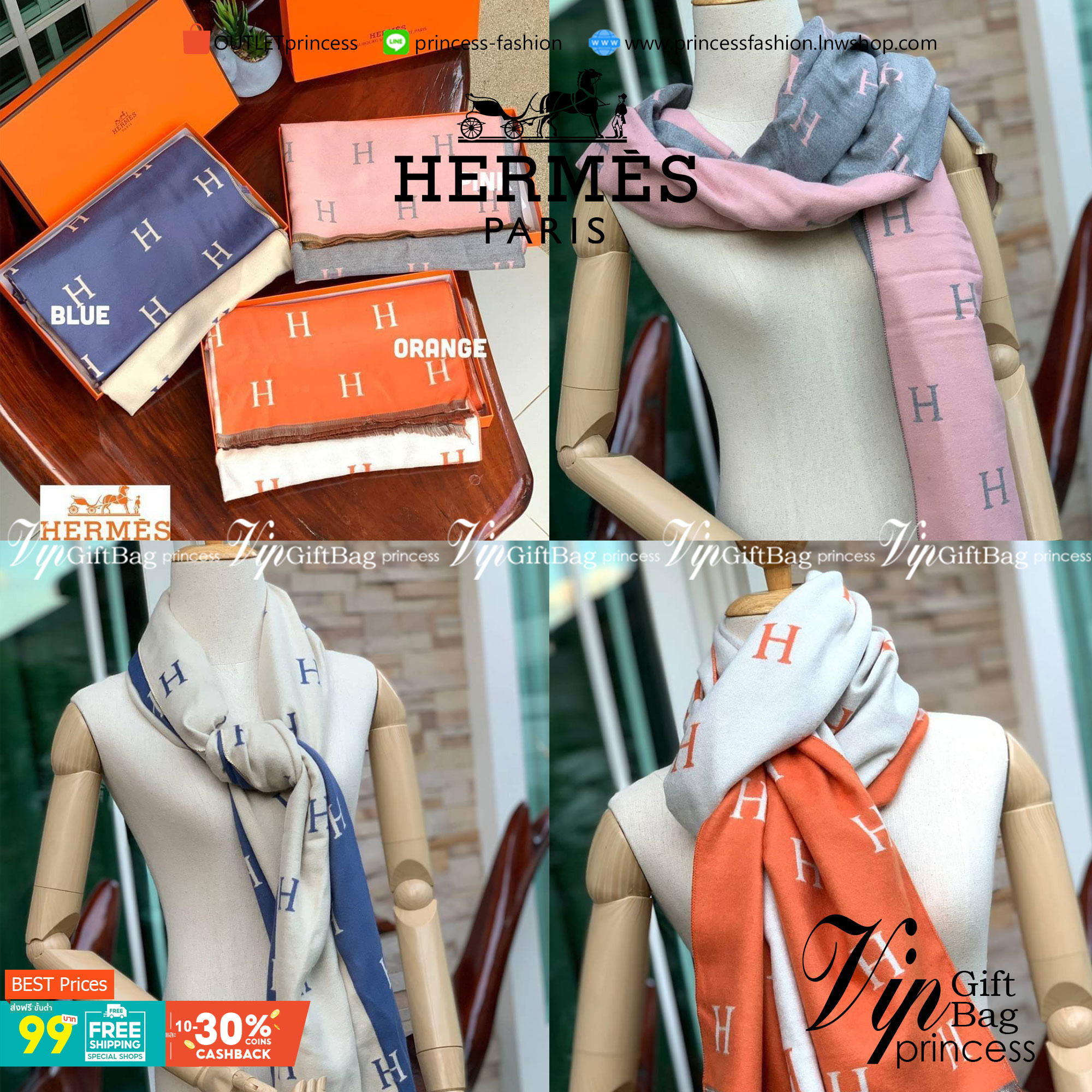 Hermes Women’s Scarves Accessories Scarf อีกหนึ่งแบรนด์ดังจากปารีส ด้วยงานพรีเมี่ยมกิ้ฟ ส่งมอบความรู้สึกดีๆให้กับคนที่คุณรัก ในรูปแบบผ้าพันคอและผ้าคุมไหล่ผืนใหญ่ให้ความอบอุ่น ถักทอด้วยผ้าcashmere ผ้าเนื้อดี สัมผัสนุ่มมือ ทอลายในตัว สีและลายคมชัด เหมาะสำหร