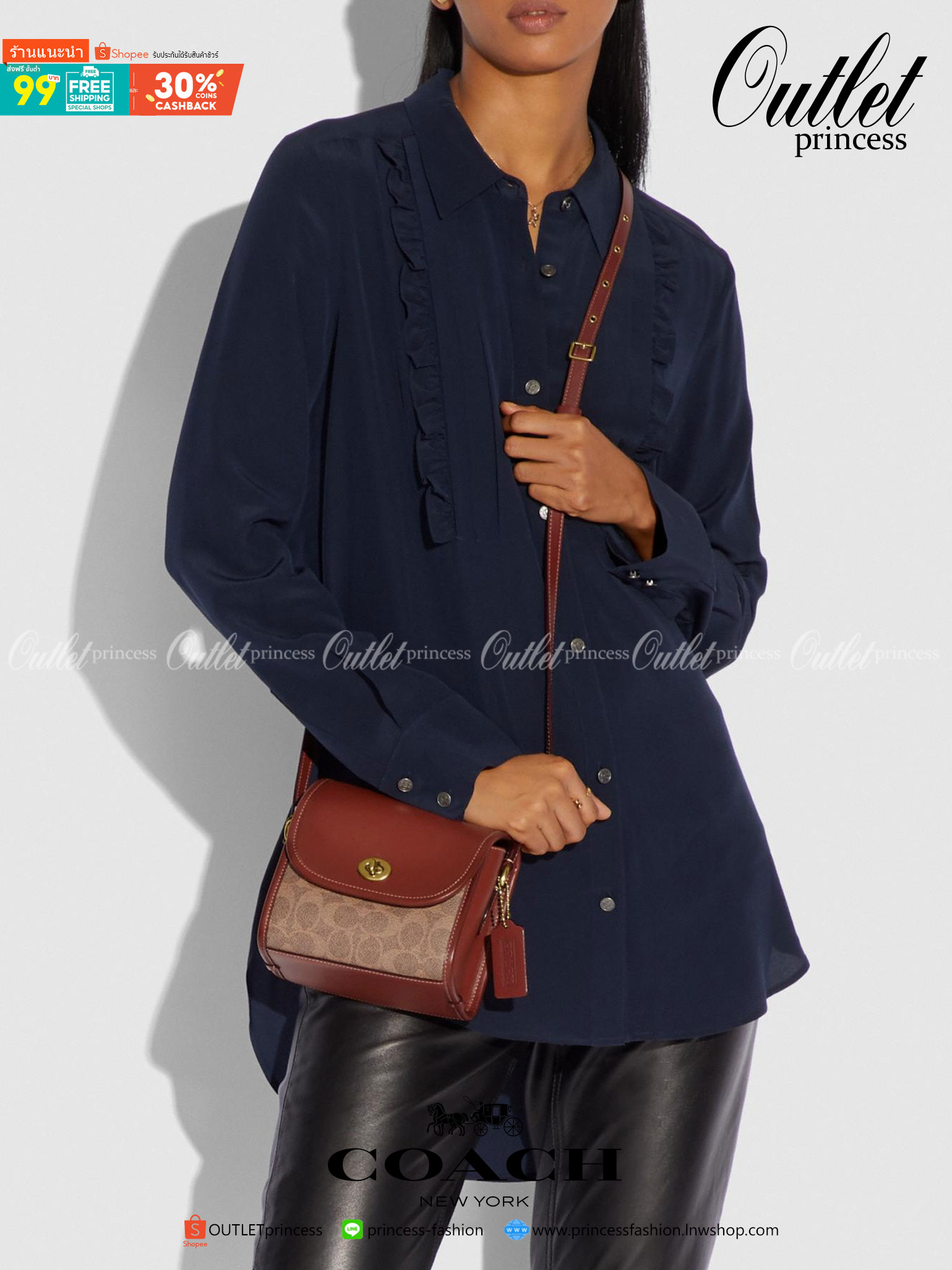 COACH Turnlock Lunchbox Pouch In Signature Canvas COACH Lady กระเป๋าสะพาย FM1981-144