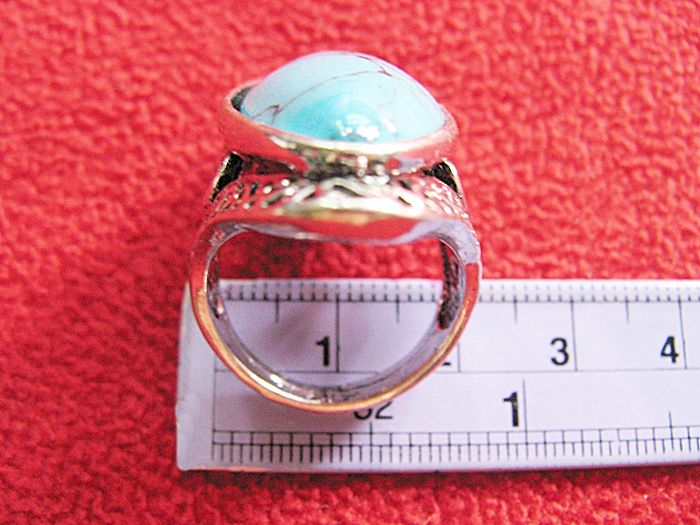 สินค้าหมดค่ะ แหวนหินเทอร์ควอยส์สีฟ้า โรเดียมสีเงิน(มีโชค)แบบ3ค่ะ