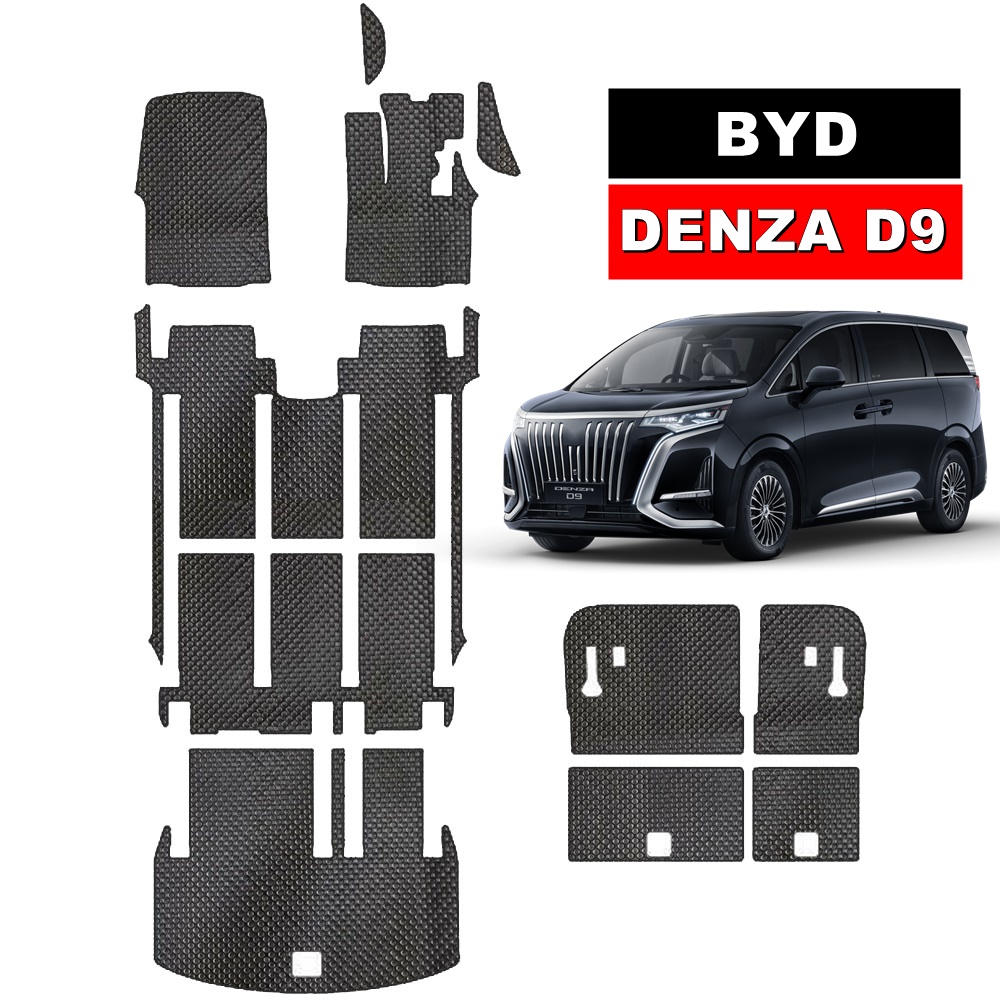 ยางปูพื้นรถยนต์ BYD DENZA D9 พรมกระดุมเล็ก บีวายดี ดี9 สีดำ เข้ารูป ในรถ เต็มคัน