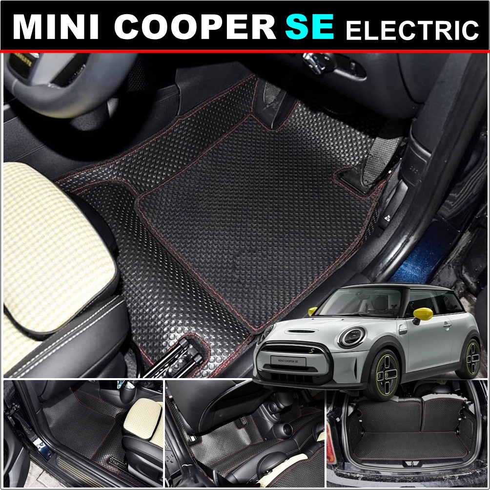 พรมปูพื้นรถยนต์ MINI COOPER SE 2022 สีดำด้ายแดง พรมกระดุมเม็ดเล็ก มินิคูเปอร์ เอสอี ไฟฟ้า เข้ารูป ตรงรุ่นรถ (พร้อมส่ง)