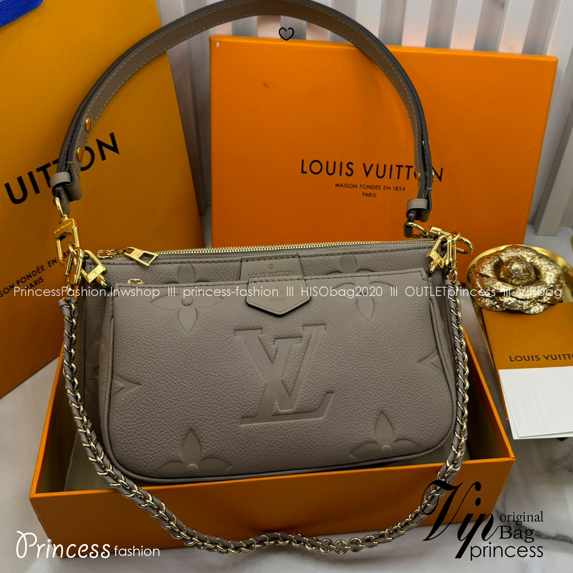 LV Multi Pochette Accessoires Bag กระเป๋าทรงพอช รุ่นใหม่ล่าสุด งานหนังแท้ สวยงามเลอค่า ตามแบบฉบับแบรนด์ ปั้มลายคมชัด มาเป็นเซ็ท 2 ใบ ใช้งานง่าย
