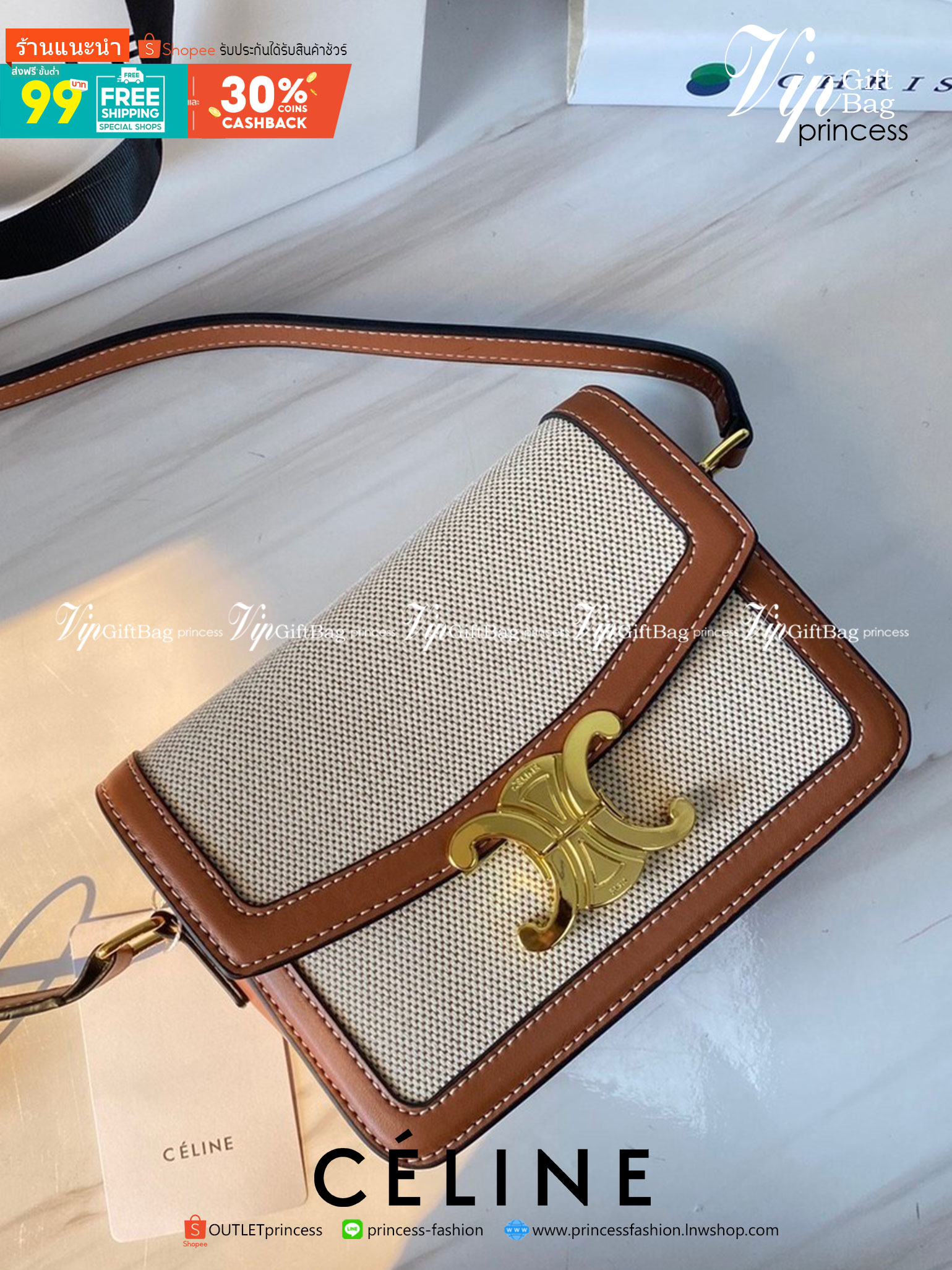 พร้อมส่งรุ่นขายดี!! CELINE CROSSBODY VIP GIFT WITH PURCHASE GWP กระเป๋าพรีเมี่ยมกิ๊ฟ Limited จาก PARFUME DUTYFREE COUNTER สวยอยู่ทรงเปิดปิดด้วยตัวล้อคด้านหน้า ภายในมีช่องใส่ของหลัก พร้อมช่องซิป ใส่กระเป๋าสตางค์กลาง + มือถือได้ ทรงนี้กำลังมาแรงมาก แมชต์ลุค