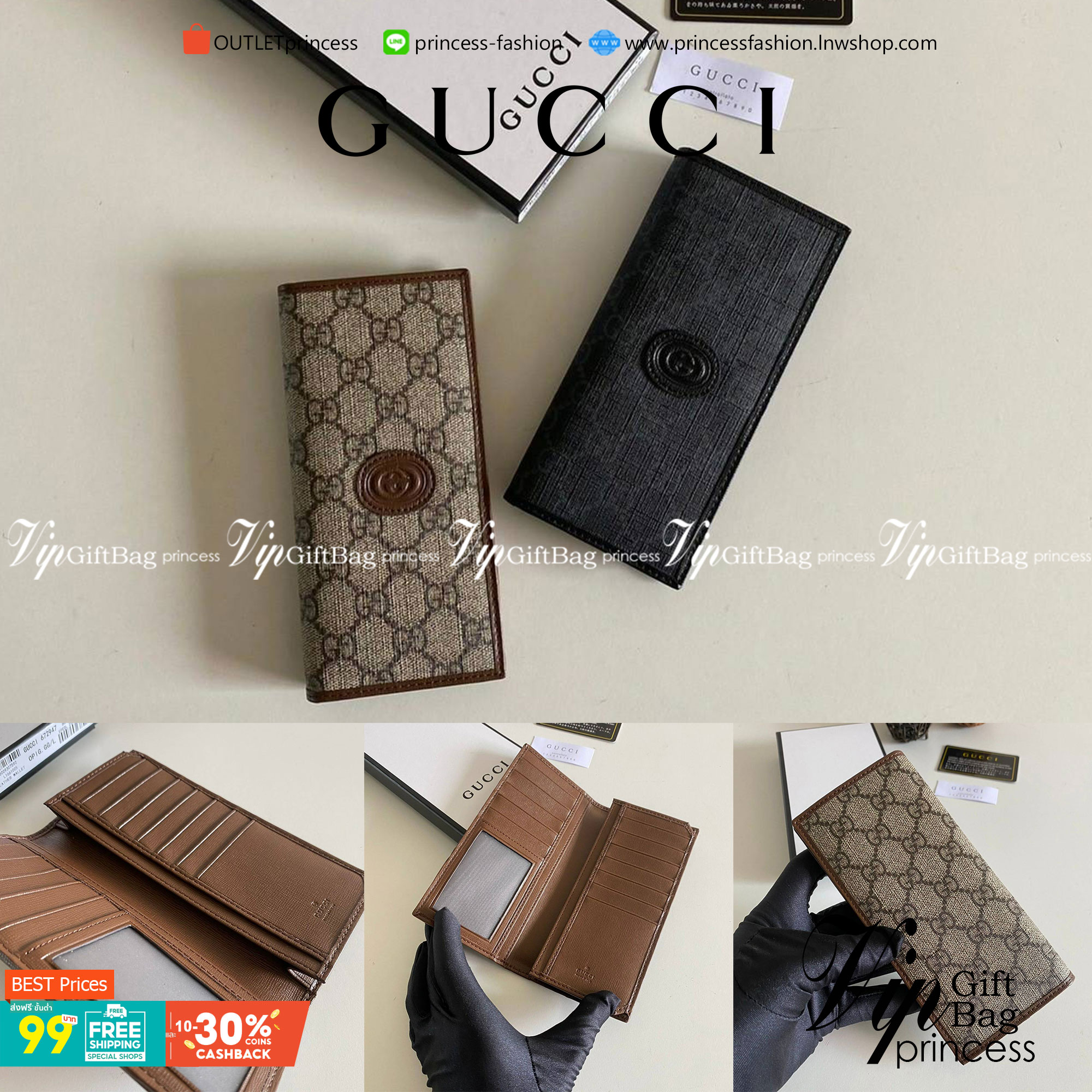 VIP 】Gucci Wallet long กระเป๋าสตางค์ใบยาวสำหรับผู้ชาย งานหนังแท้ รุ่นพิเศษครบเซ็ท ราคาคุ้มที่สุด ต้อนรับปีแห่งความปัง!! เอ็กซ์คลูซีฟมาก!!