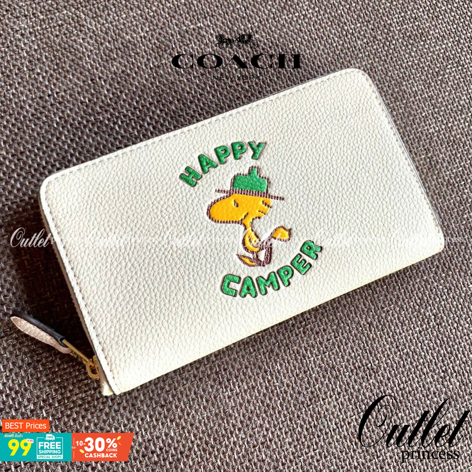 COACH X PEANUTS MEDIUM ID ZIP WALLET WITH WOODSTOCK((C4604)) 📣พร้อมส่งค่ะ! กระเป๋าเงินใบกลาง ขนาดพอดีๆ 🔺ด้านหน้าปั้มตัวการ์ตูน พร้อมตัวอักษรภาษาอังกฤษ นูนเด่นชัด ซุกซน น่ารักมากๆค่ะ ✔️เปิดปิดกระเป๋าแบบซิป ภายในมีช่องเสียบบัตรได้ถึง1