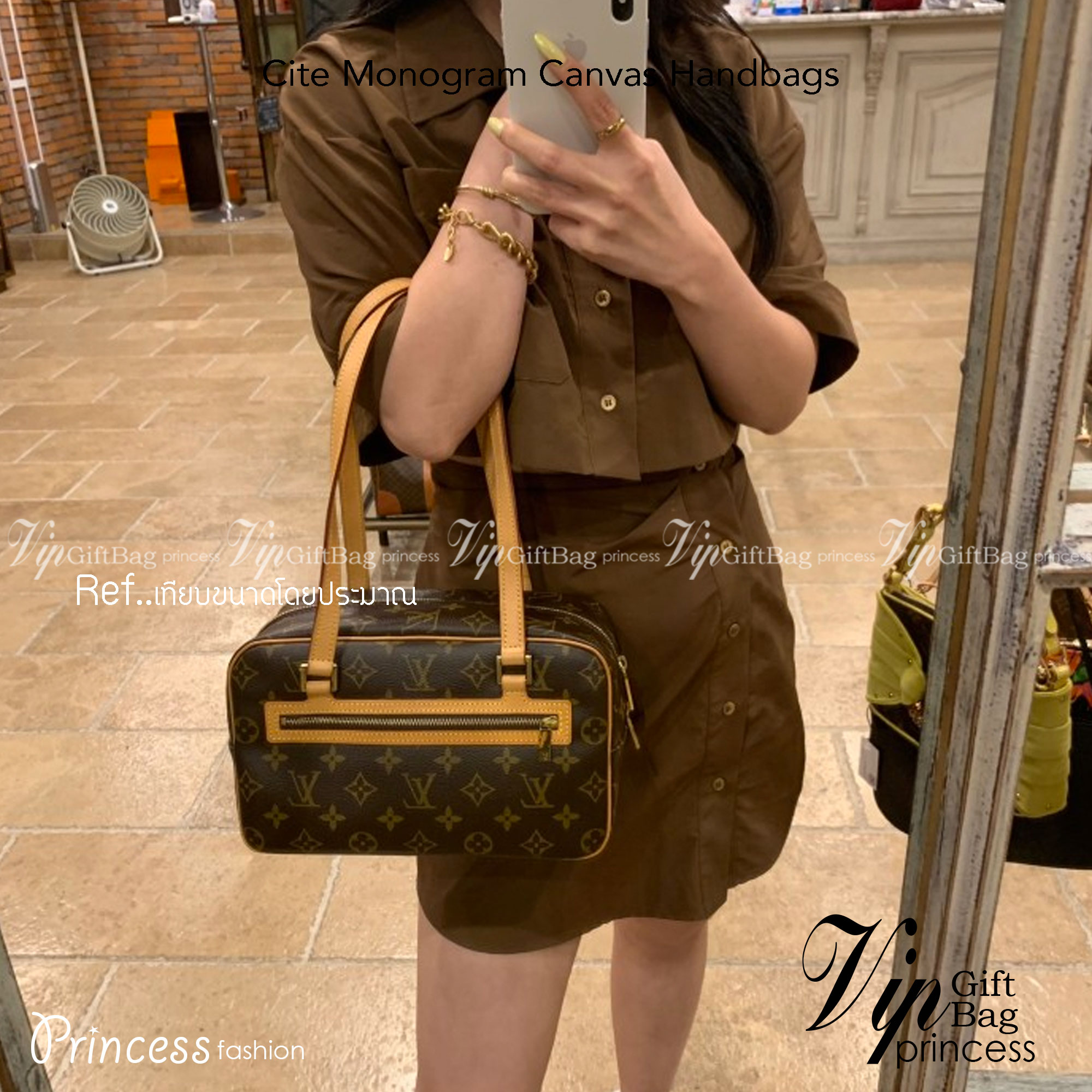LV Cite Monogram Canvas Handbags เกรดออริจินอล ภาพถ่ายจากงานขายจริง ใช้งานต่างประเทศได้