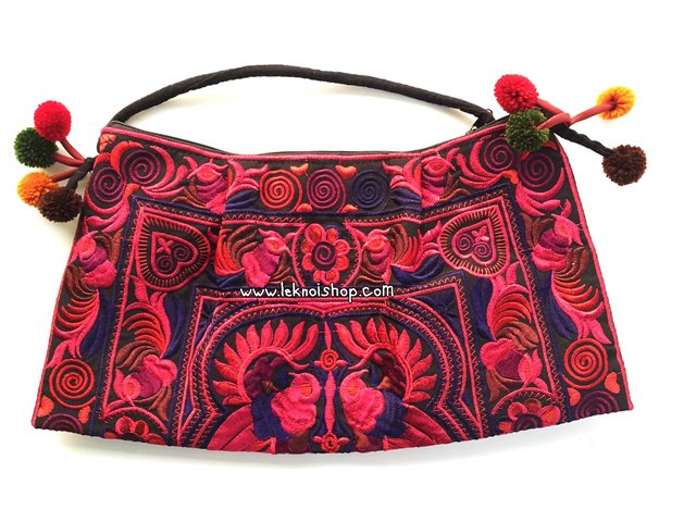 กระเป๋าผ้าแม้วลายปัก โทนชมพู KL 00044