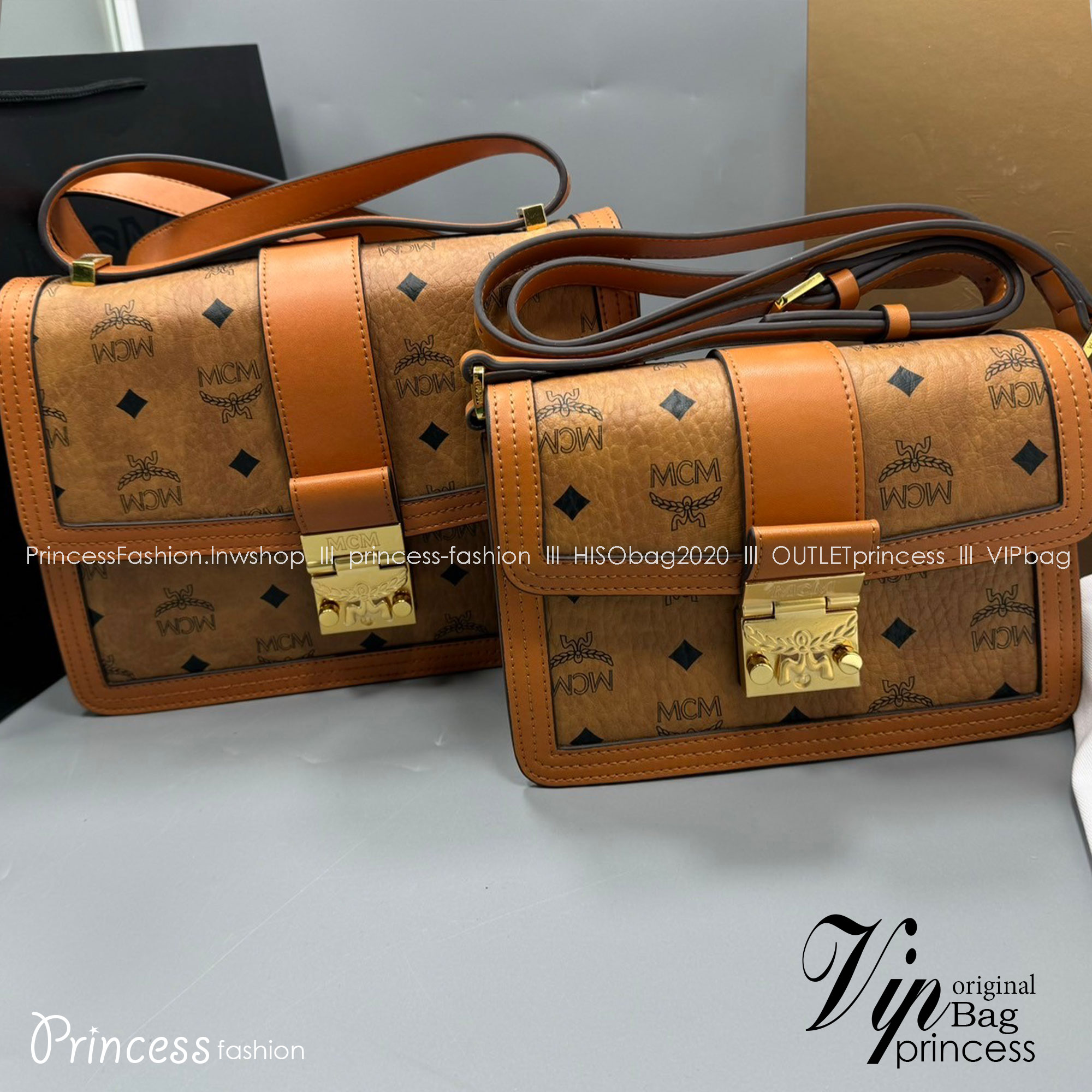 M.C.M SMALL NEW TRACY SHOULDER BAG IN VISETOS กระเป๋าสะพายสไตล์เทรซี่ ปรับโฉมให้ใช้งานได้ง่ายขึ้น เกรดออริ สลับแท้ 1:1 ใช้งานต่างประเทศได้