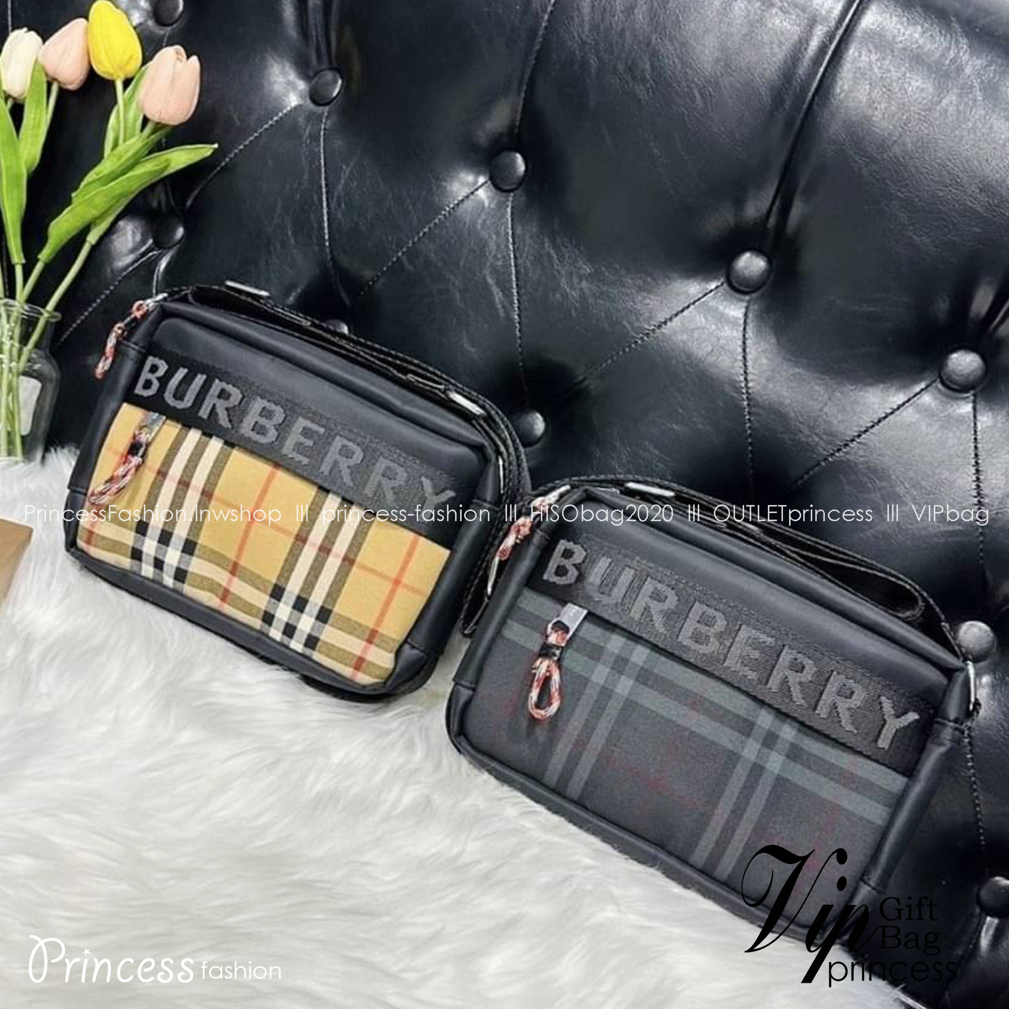 Burberry Positively Conscious logo crossbody bag / BURBERRY FRAGRANCES CROSSBODY BAG 9" วัสดุ Nylon Canvas ทรงเหลี่ยมน้ำหนักเบามีโลโก้แบรนด์คาดด้านหน้า