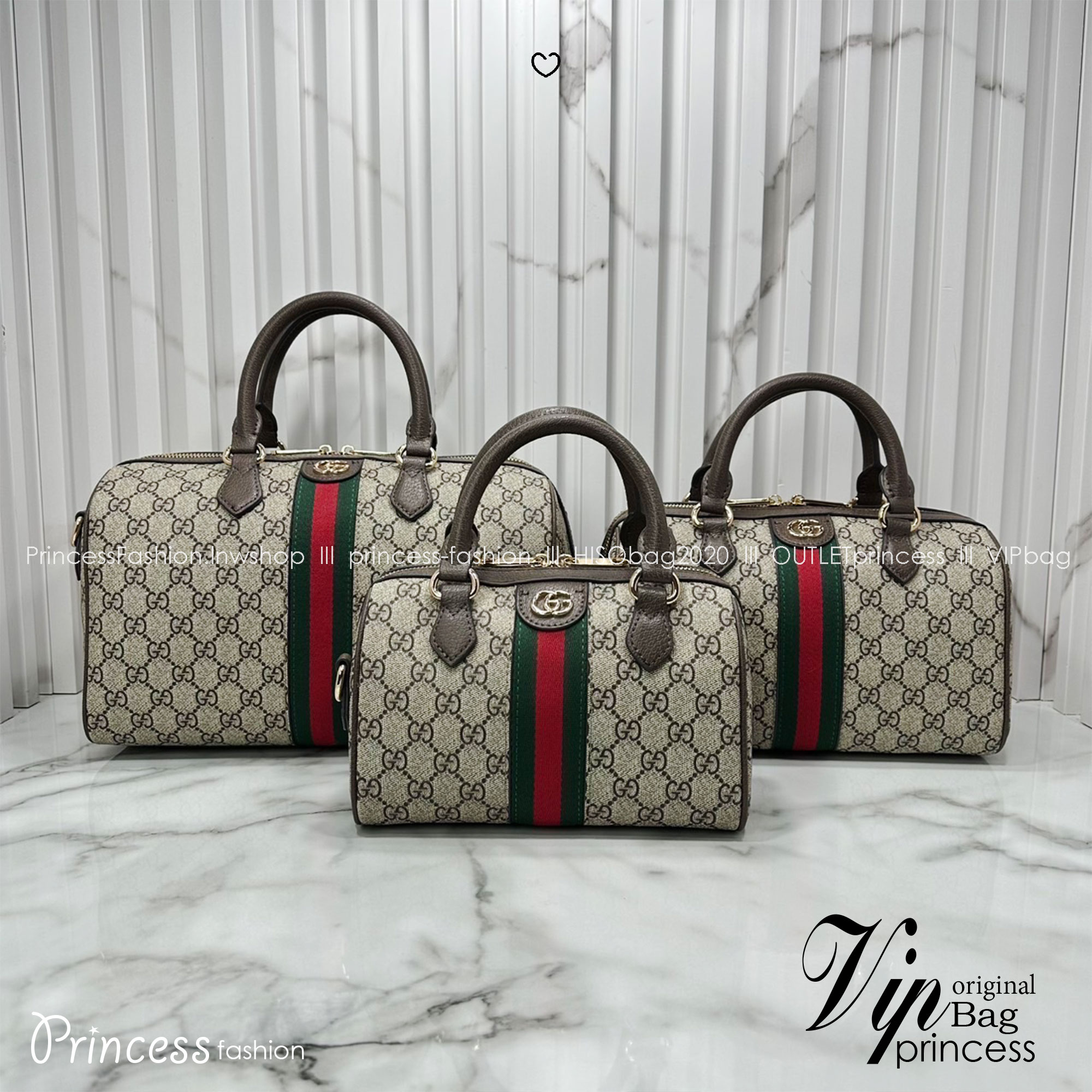 ORI หนังแท้ | Gucci Ophidia boston bag GG Monogram Double G / Gucci Keepall Bag กระเป๋าสะพายทรงหมอนบอสตัน รูปทรงใช้งานง่าย ฟังก์ชั่นการใช้งานที่ได้รับการตีความใหม่