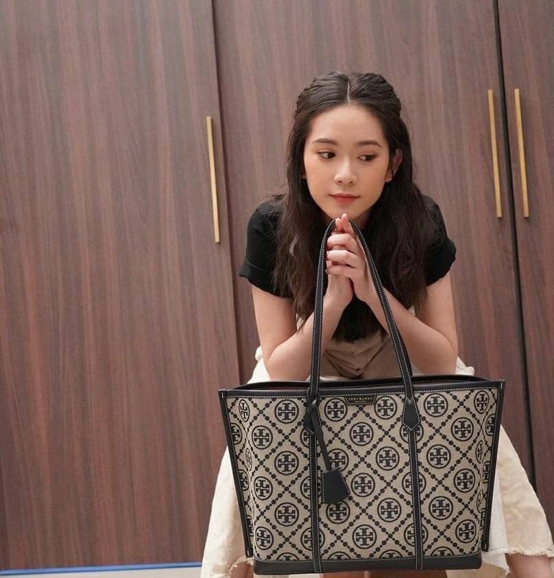 Tory Burch Perry Monogram Jacquard Triple Compartment Tote