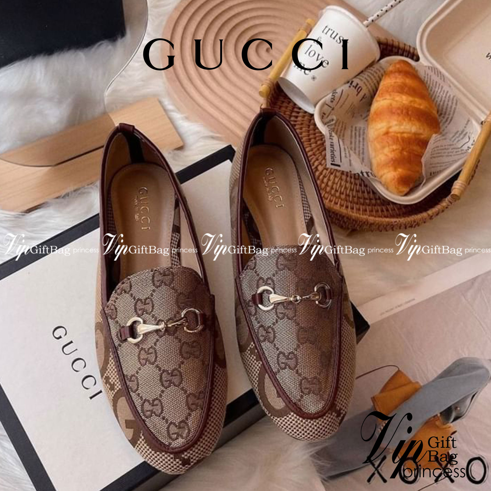 GUCCI รองเท้าคัชชู GG jumbo collection ใหม่ ล่าสุดปีนี้เลย ผ้าลายใหม่ ไม่เหมือนใคร งานชนช้อปค่ะ ปั้มแบรนด์ สวยมาก
