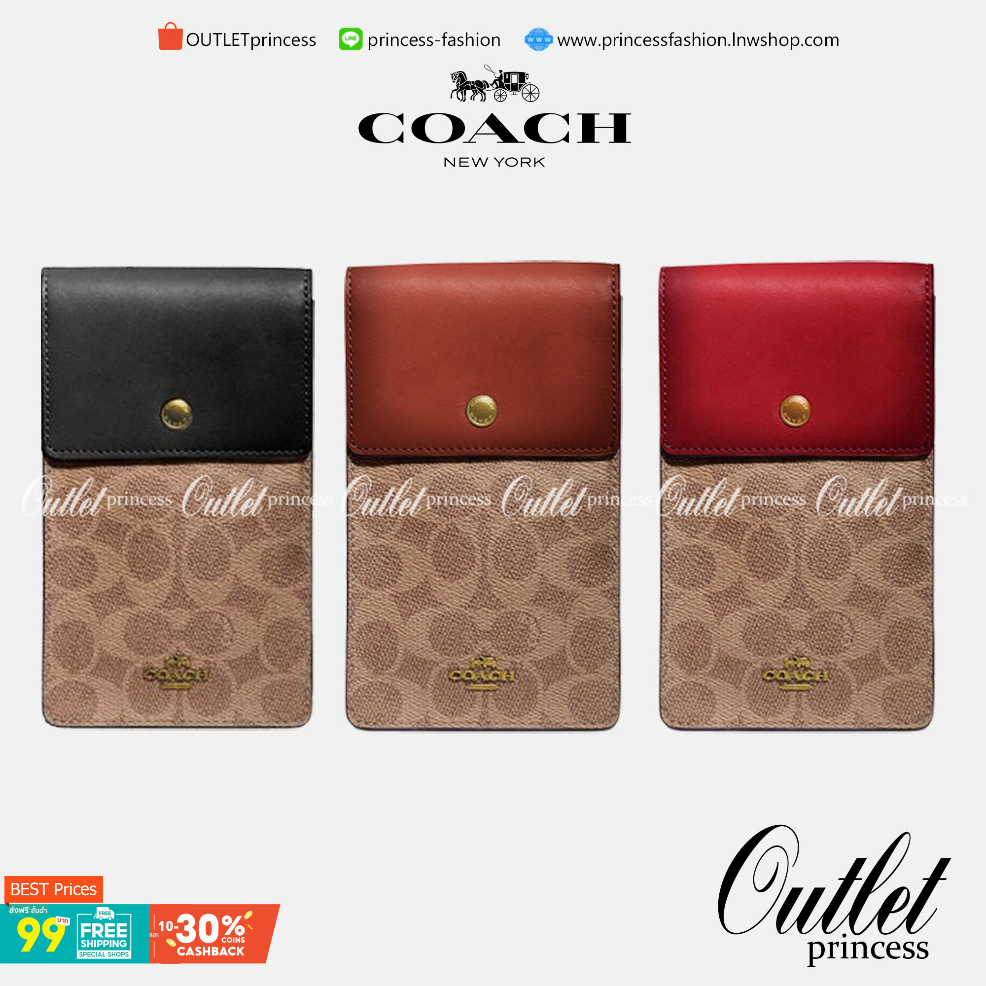 COACH PHONE CASE CROSSBODY BAG ((73486//76988//76357//39955//91046)) COACH NORTH/SOUTH CROSSBODY IN SIGNATURE CANVAS กระเป๋าใส่โทรศัพท์รุ่นนี้ มีความโดดเด่นทั้งดีไซน์และคุณสมบัติในการใช้งาน ด้วยลวดลายที่มีซิกเนเจอร์เป็นเอกลักษณ์แล้ว ด้านหลังยังมีช่องใส่กา