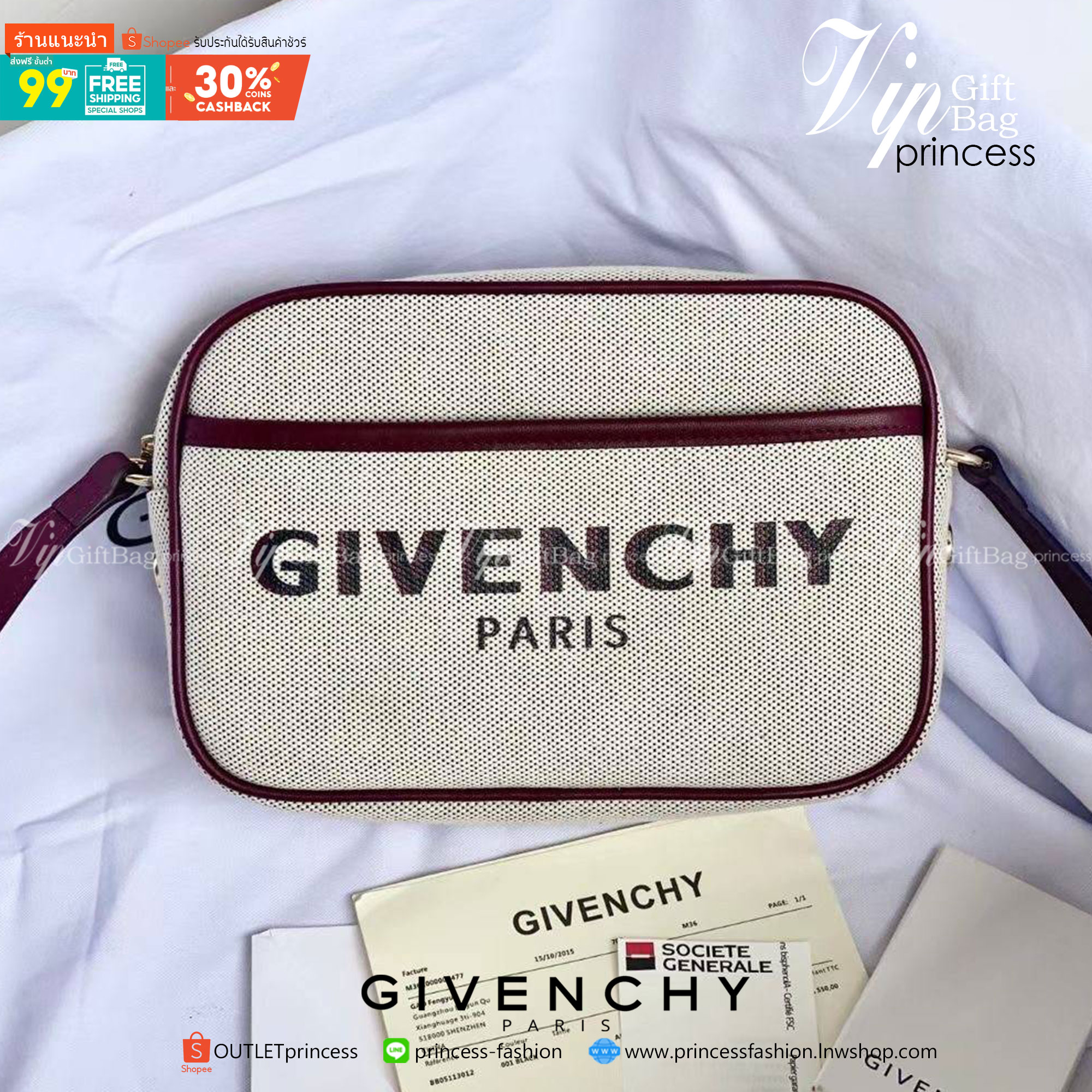 พรีเมี่ยมกิ๊ฟแท้ 100% 】พร้อมส่งที่ไทย ที่นี่ที่เดียว VIP gift Givenchy Bond solo bag หนังแท้ (black,red)