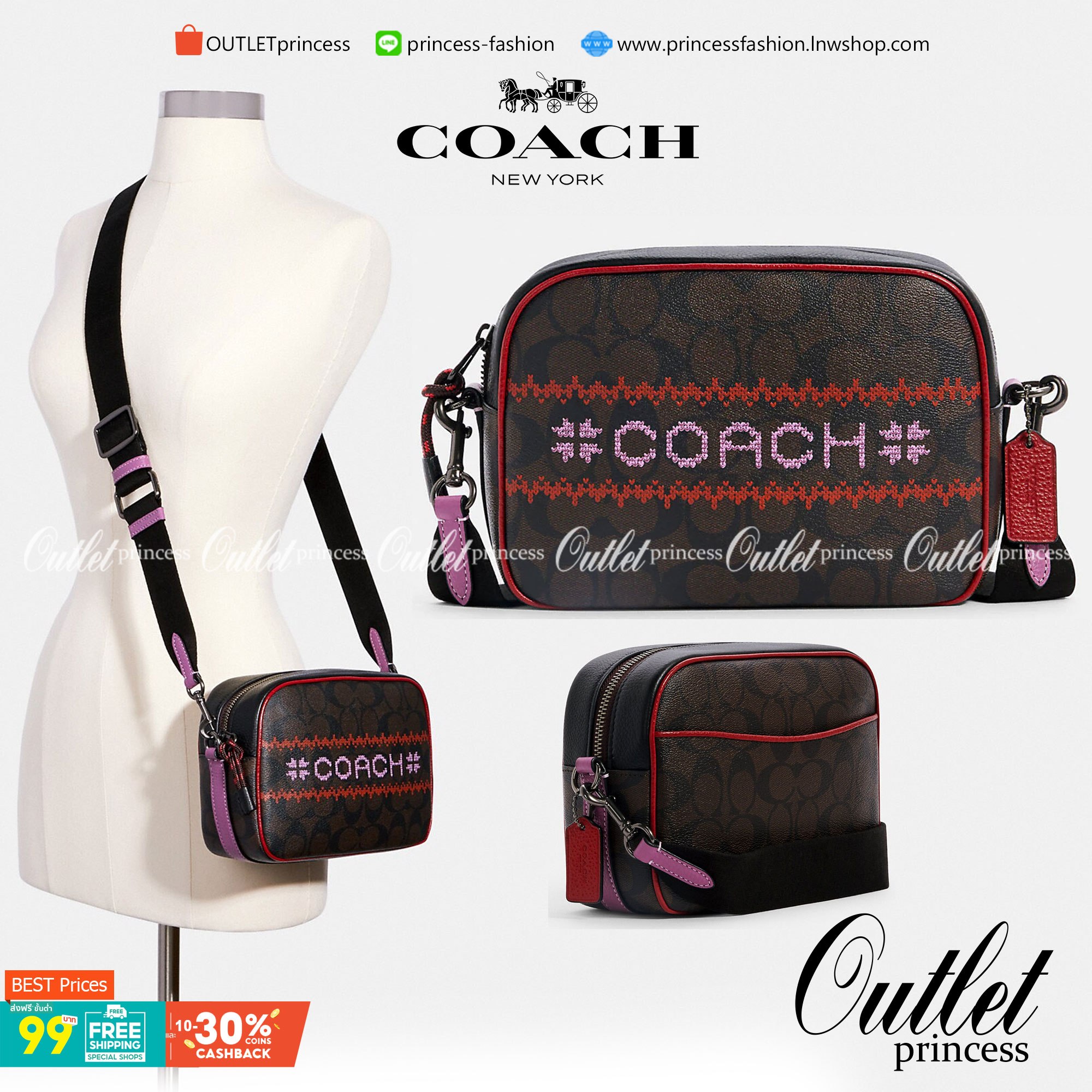 COACH DEMPSEY CAMERA BAG IN SIGNATURE ((C1541)) กระเป๋าทรงกล้องขนาดกระทัดรัด หนังแท้สวยงาม น่าใช้ค่ะ ด้านหน้าเป็นงานปักโลโก้+ลายกัวใจต่อๆกัน ได้สวยงาม เปิดปิดกระเป๋าแบบซิป ภายในสามารถใส่กระเป๋าเงินใบกลางได้;มือถือได้ทุกรุ่น;ของจุกจิกอื่นๆได้พอประมานเลยนะค