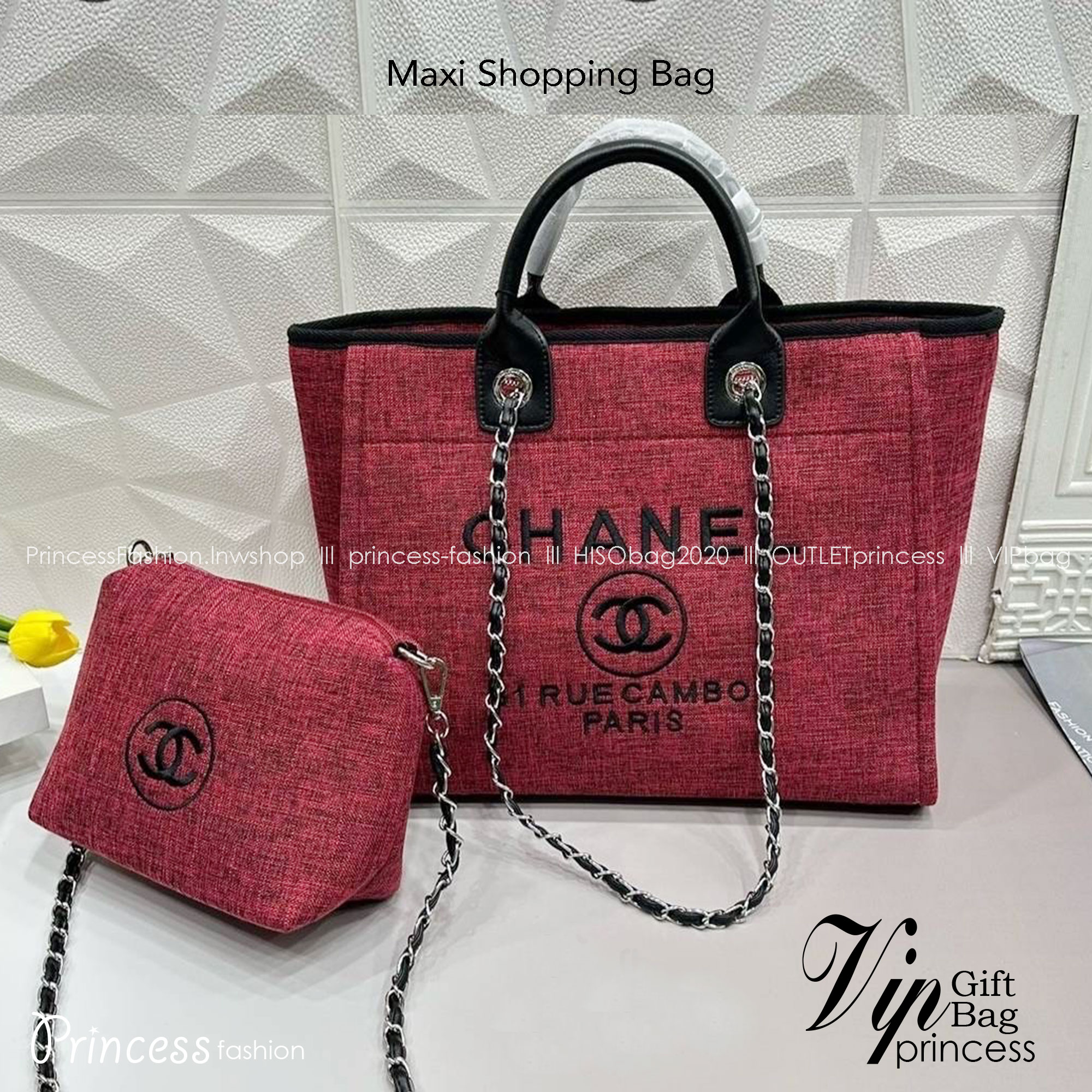 CHANEL Maxi Shopping Bag / Chanel tote bag 15" กระเป๋าทรงโท้ทใบใหญ่กระเป๋าผ้าแคนวาส งานสกรีนสวยหรูใบใหญ่สไตล์เซเลปค่ะ