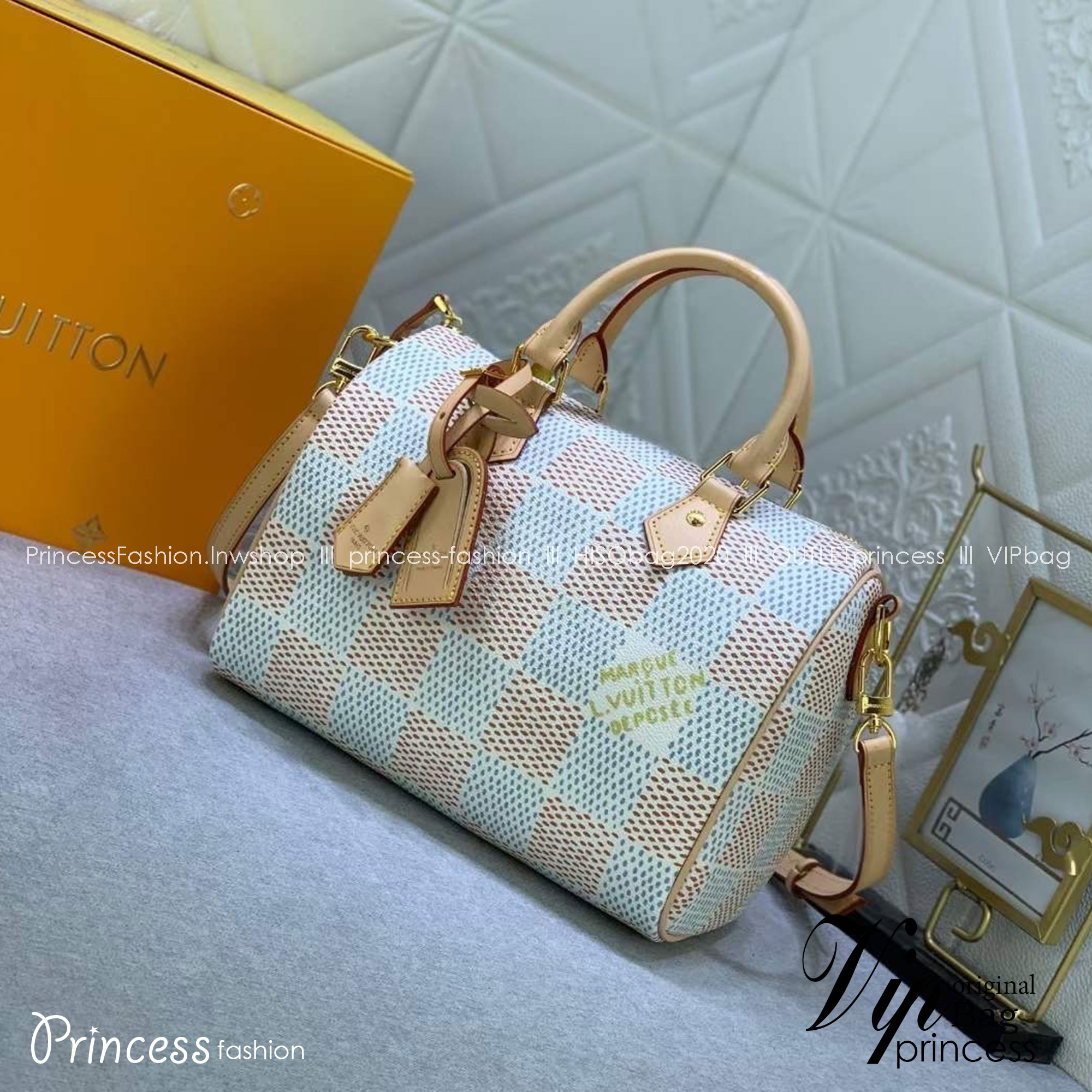 LV Speedy 25 Bandouliere Damier Unisex กระเป๋าสะพายสปีดี้สีใหม่ เกรดออริ 1:1 ใช้งานต่างประเทศได้