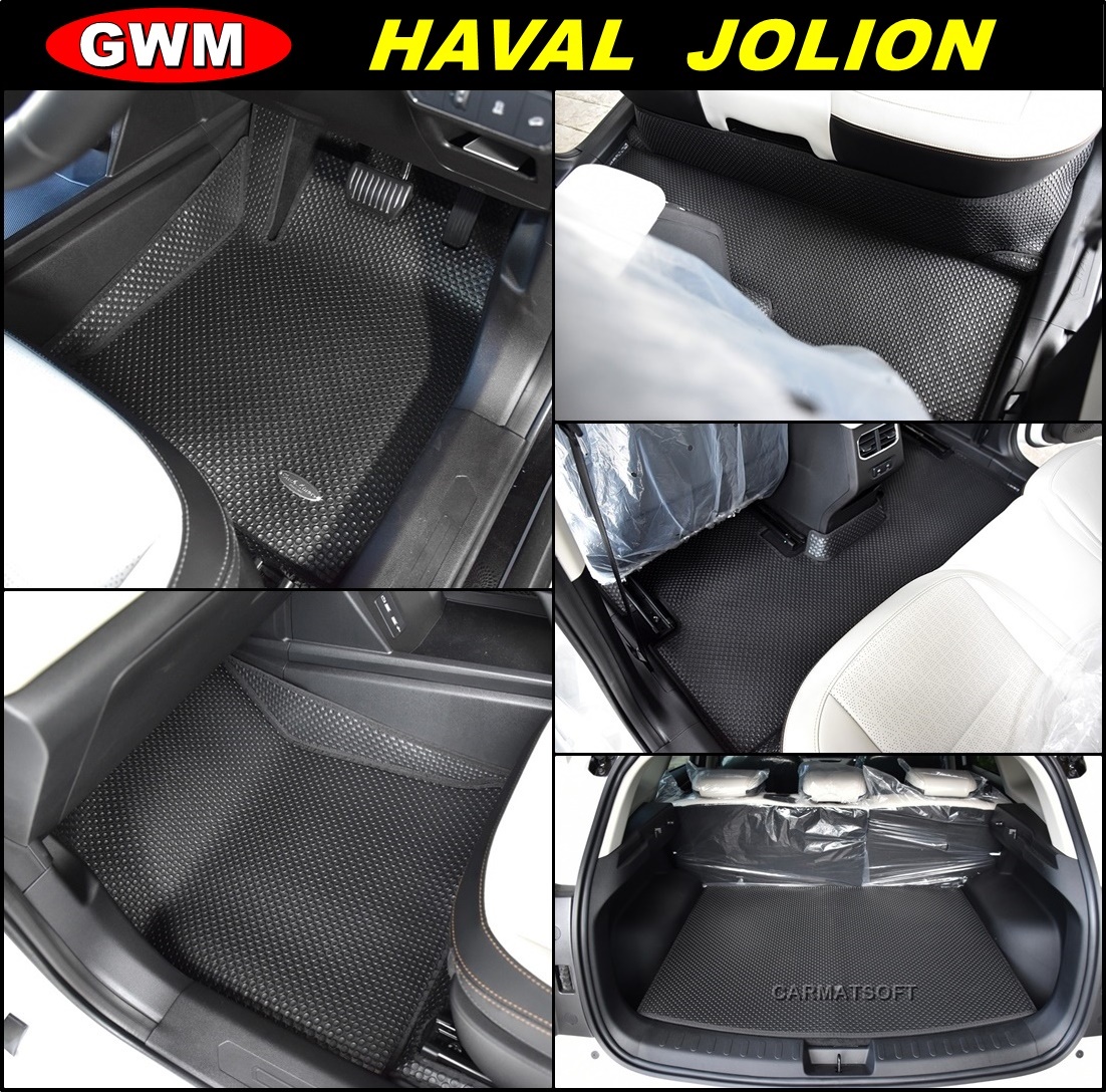 พรมปูพื้นรถยนต์ GWM HAVAL JOLION (2021-27) ยางกระดุมเม็ดเล็กpvc เข้ารูป ตรงรุ่นรถ เต็มคัน +แผ่นท้าย