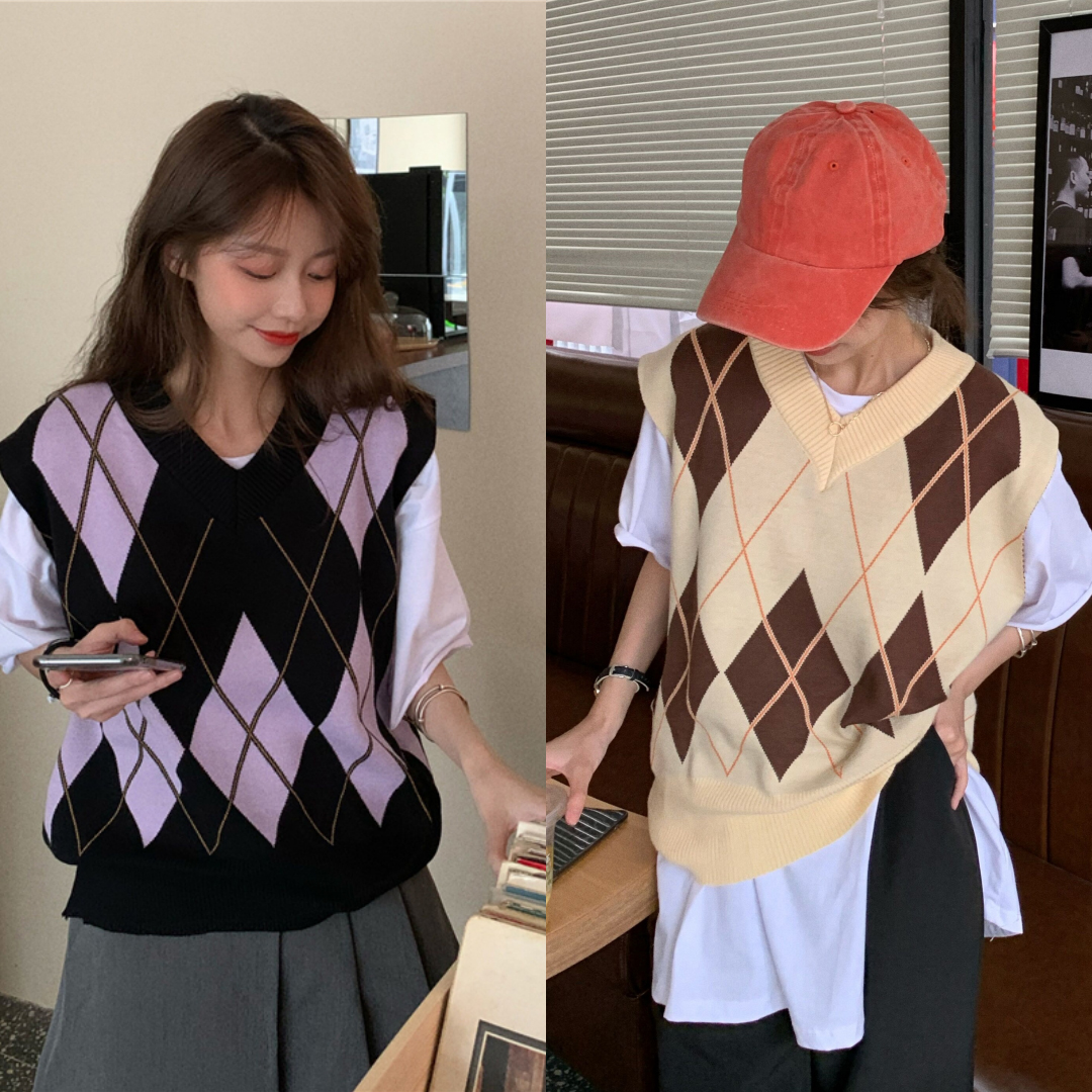 พร้อมส่ง 🦷🧠 Mandi sweater เสวตเตอร์แขนกุดลายสวย (IN35962)