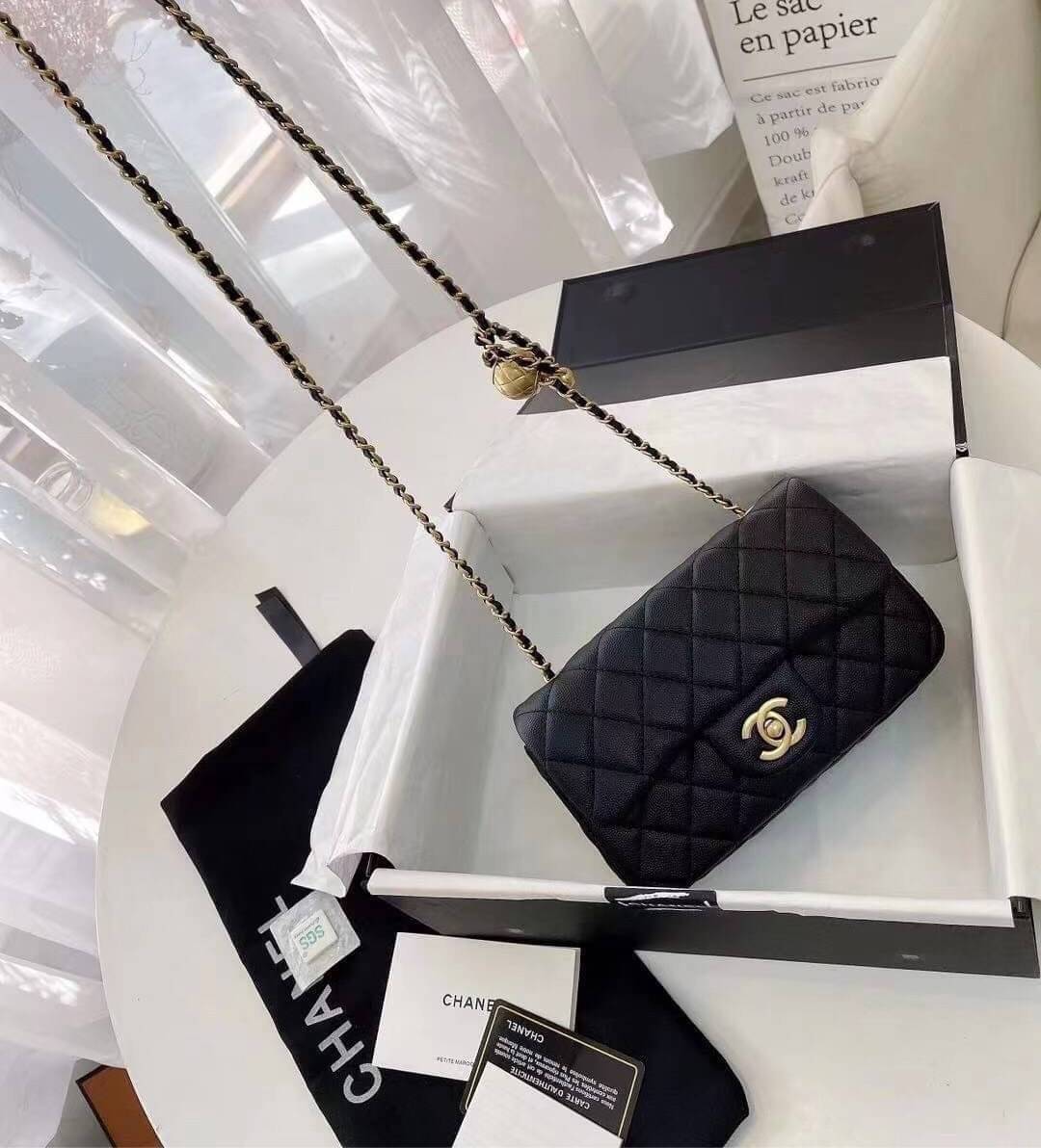 CHANEL MINI FLAP BAG CAVIAR Leather GOLD tone hardware พร้อมส่ง 5 สี