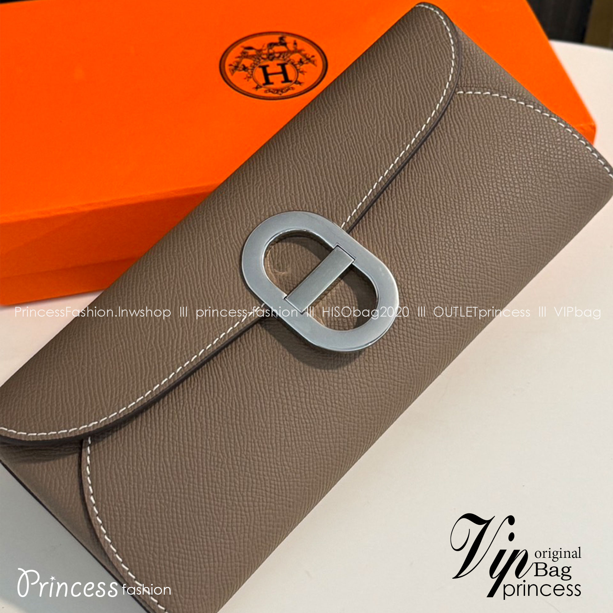 HERMES Chaine d'Ancre To Go wallet กระเป๋าถือสะพายแบรนด์หรู ดีไซส์กระเป๋าสตางค์ใบยาว Long wallet in Epsom Saddle-stitch เกรดออริ สลับแท้ 1:1 ใช้งานต่างประเทศได้