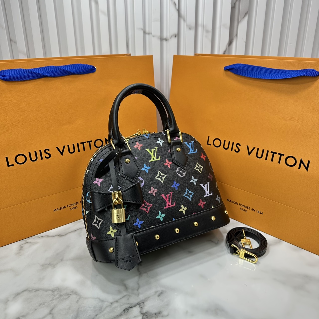 ORI หนังแท้ | LV x TM Alma BB Multicolored Monogram Keybell กระเป๋าสะพายทรงอัลม่าที่ใครเห็นต้องเป็นหลงรัก คอลใหม่ดีไซน์เฉดสีสันสดใส