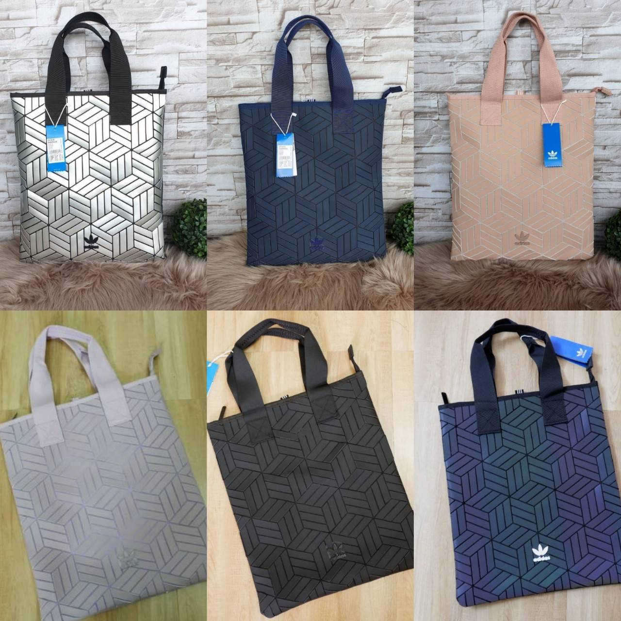 Adidas Original Shopper 3D Tote Bag Trefoil Handbag . Classic Sports กระเป๋าถือหรือสะพาย ลาย graphic ทรง sport วัสดุ polyurethaneเนื้อ matte หนังนิ่ม น้ำหนักเบา เปิดปิดด้วยซิป ภายในกว้างโล่ง ใส่ A4, iPad และของใช้ได้เยอะ Unisex ใช้ได้ทั้ง ช ญ ค่ะ