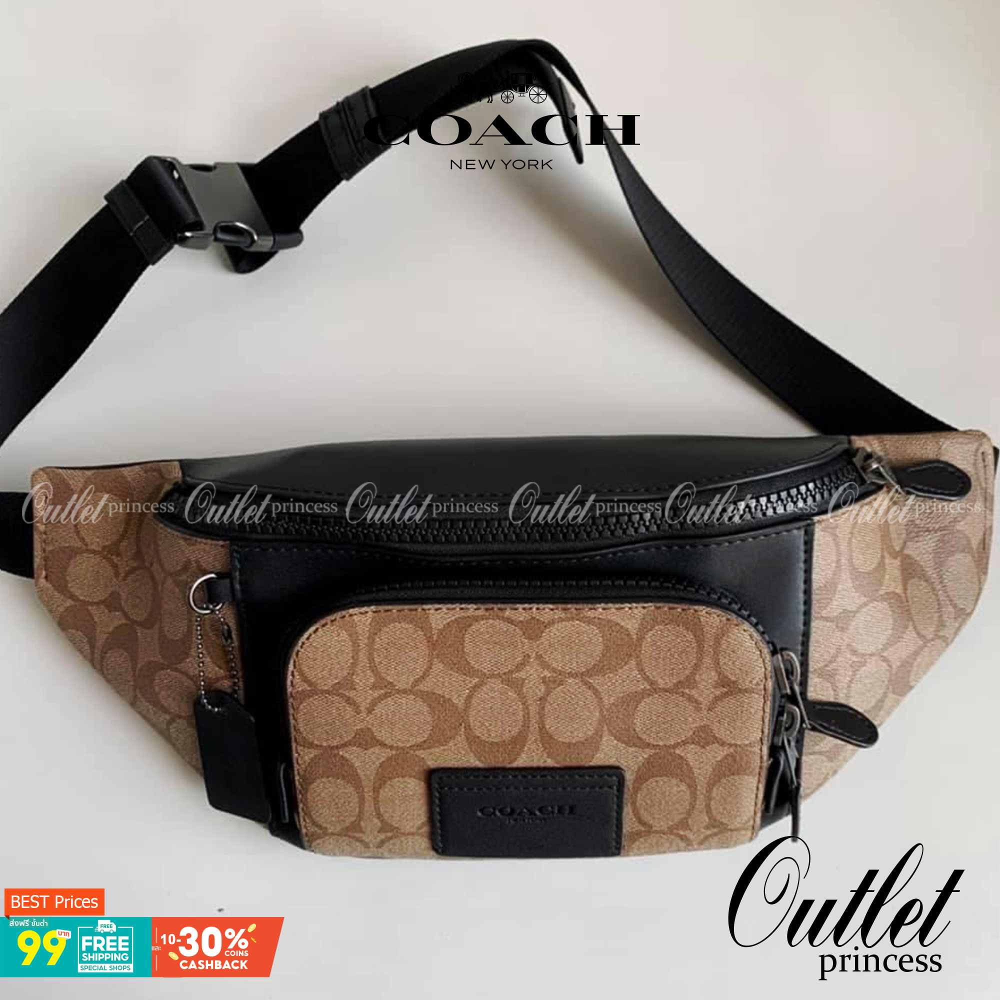 COACH TRACK BELT BAG IN SIGNATURE พร้อมส่งที่ไทยค่ะ! กระเป๋าคาดอก ใบใหญ่กำลังดี หนังแท้นิ่ม ทรงสวย ด้านหน้ามีช่องซิปคู่ใส่ของจุกจิกค่ะ ช่องซิปหลักกว้าง ใส่ของจำเป็นได้ครบค่ะ พร้อมช่องซิปยาวตอนหลังให้อีกช่อง// สายคาดเลื่อนปรับได้ฟรีไซด์นะคะ
