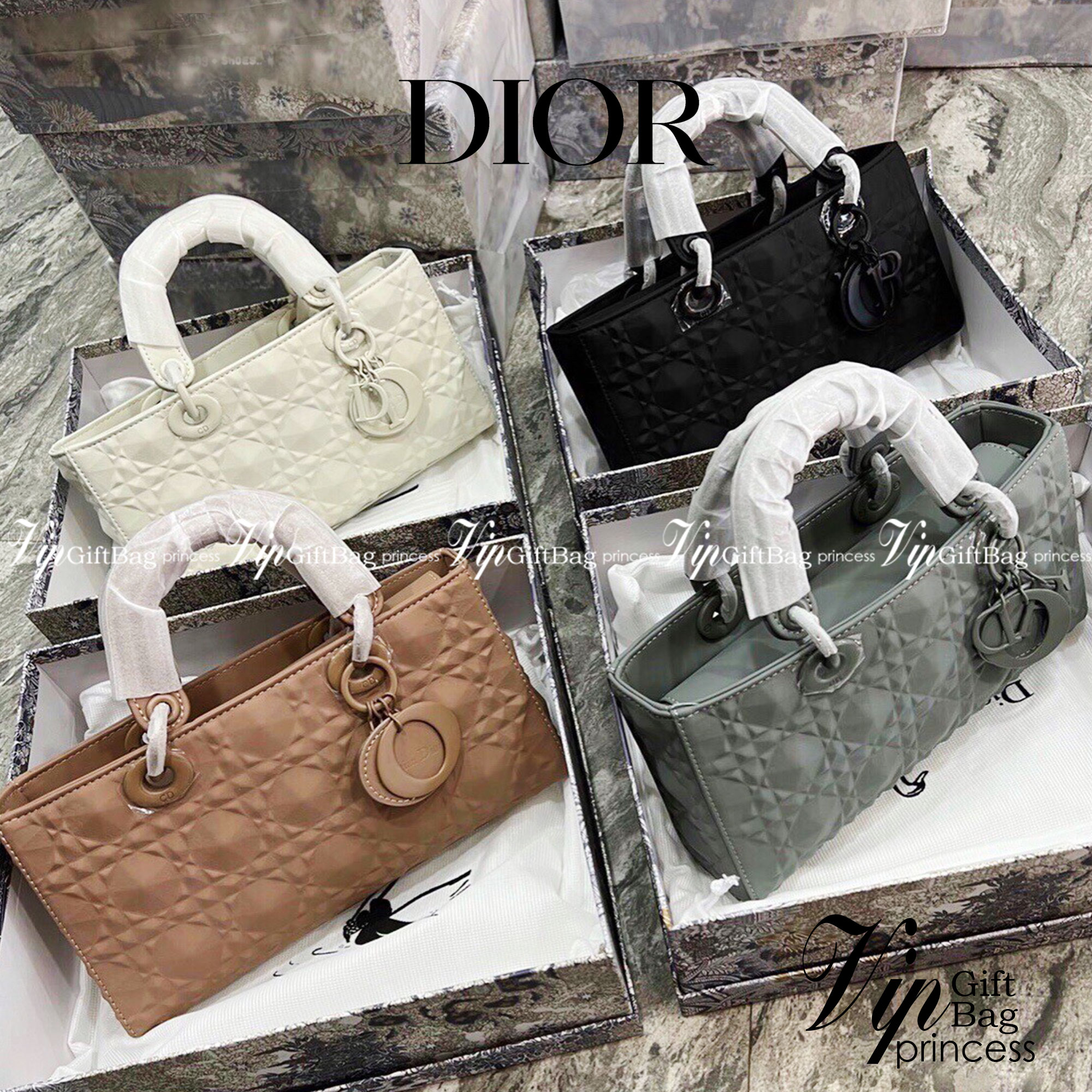 หนังแท้ DIOR LADY D-JOY BAG Cannage Calfskin with Diamond Motif กระเป๋าสะพาย ของความสง่างามเอกลักษณ์ Lady Dior รังสรรค์ขึ้นจากหนังลูกวัว Cannage ที่มีลวดลายเพชร เสน่ห์ที่ประดับประดาอย่างหรูหรา มีสายสะพายโซ่แบบถอดได้ ภาพสินค้าถ่ายจากงานขายจริง ใช้งานต่างปร