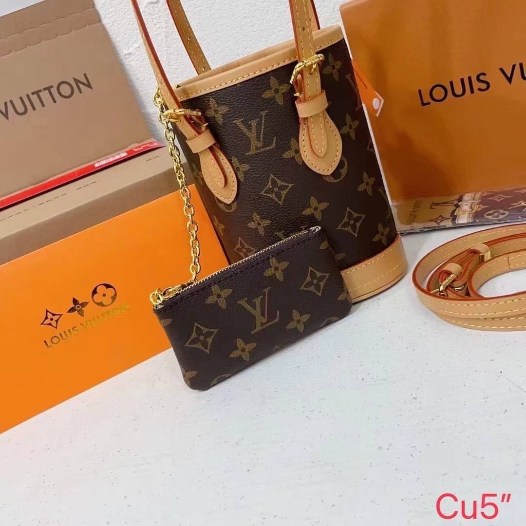LV Bucket Vintage Bag 5" กระเป๋าสะพายทรงบัคเก็ตวินเทจขนาดเล็กน่ารัก พร้อมใบเล็ก สวยหรู ดูผู้ดี